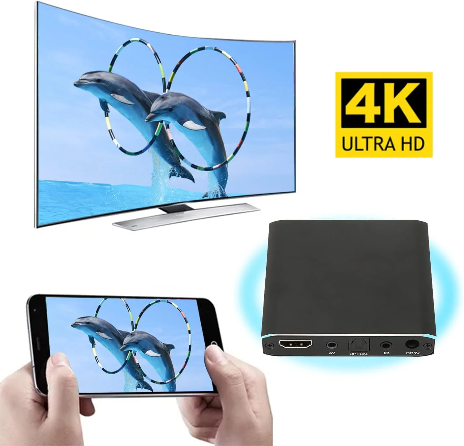 پخش کننده رسانه HDMI 4K@60 هرتز با ریموت کنترل، پشتیبانی از 4K 10Bit H.264/H.265 4K 60fps، برای هارد دیسک ها، کارت های SD، PPT، MKV، MP4، AVI، MOV، MPEG (دوشاخه آمریکایی)