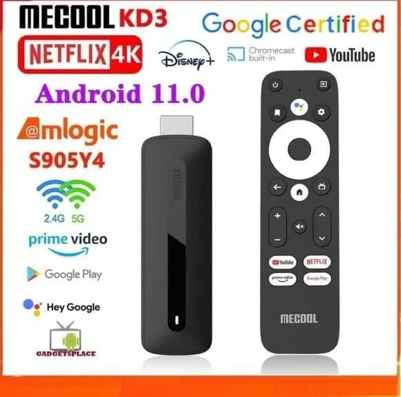 میکول KD3 Amlogic S905Y4 با 2 گیگابایت DRAM، 8 گیگابایت ROM، نتفلیکس 4K و استریم اندروید 11.0 4K HDR10 تی وی باکس استیک