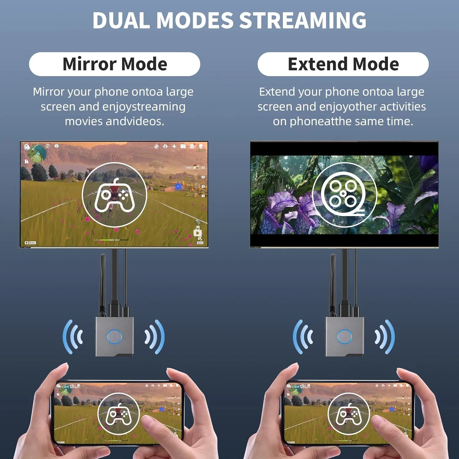 دانگل آداپتور نمایشگر HDMI بی سیم MAKINGTEC 4K، گیرنده بی سیم، توسعه دهنده بی سیم HDMI ویدئو/صوتی/فایل رسانه ای جریانی از لپ تاپ، کامپیوتر، تلفن هوشمند به پروژکتور مانیتور HDTV