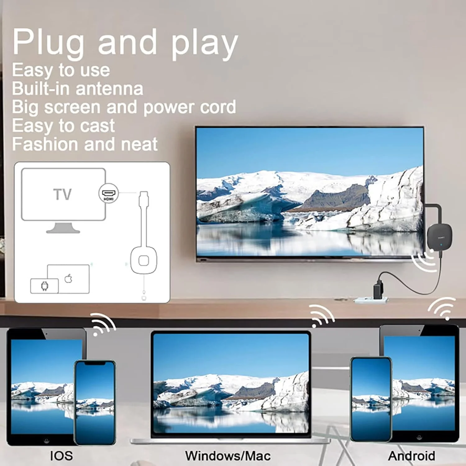 دانگل نمایشگر HDMI بی سیم MAKINGTEC، گیرنده استریم وای فای 4K HDR، استریم وای فای فیلم، نمایش و گیرنده تلویزیون زنده از iPad، Android، تبلت، Windows به HDTV/مانیتور/پروژکتور دانگل نمایشگر HDMI بی سیم MAKINGTEC، گیرنده استریم وای فای 4K HDR، استریم وای فای فیلم، نمایش و گیرنده تلویزیون زنده از iPad، Android، تبلت، Windows به HDTV/مانیتور/پروژکتور