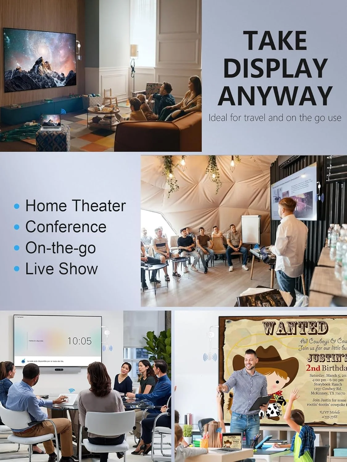 دانگل آداپتور نمایشگر HDMI بی سیم MAKINGTEC - گیرنده استریم ویدیو/صوتی 1080p Miracast برای iPhone/iPad/iOS/Android/Mac/Laptop/PC به تلویزیون/پروژکتور/مانیتور Miracast، DLNA، Airplay