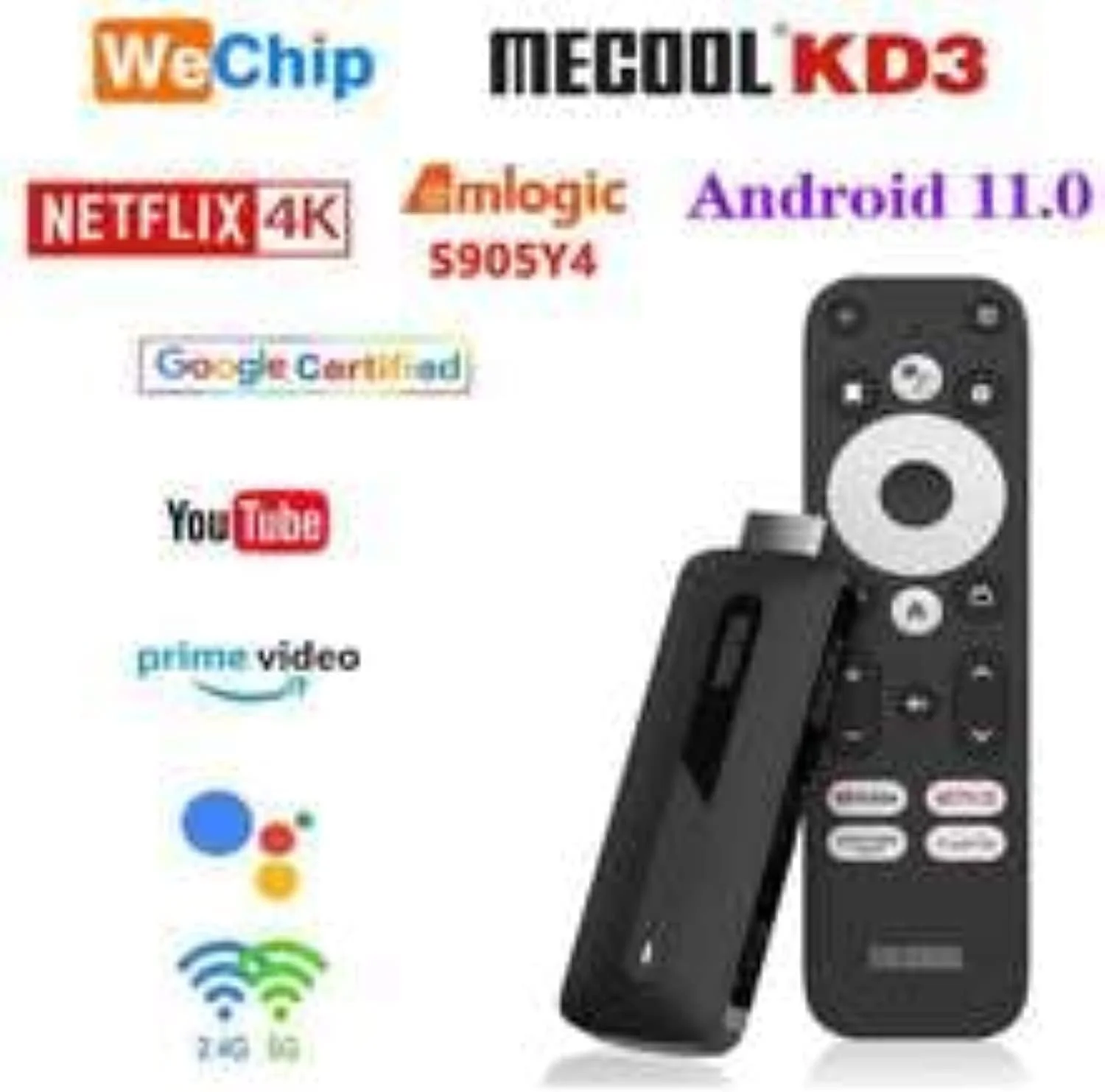 میکول KD3 Amlogic S905Y4 با 2 گیگابایت DRAM، 8 گیگابایت ROM، نتفلیکس 4K و استریم اندروید 11.0 4K HDR10 تی وی باکس استیک