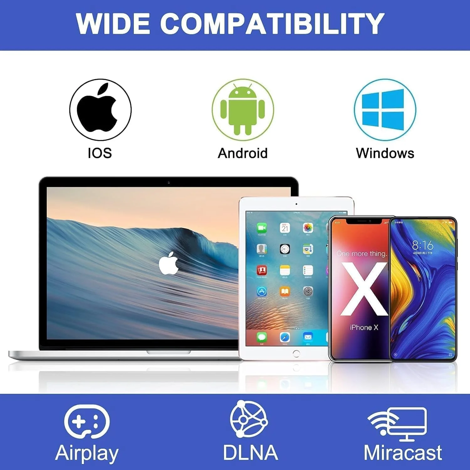 دانگل انتقال تصویر وایرلس HDMI مدل MAKINGTEC - گیرنده وای فای 1080P برای انتقال صفحه نمایش موبایل به تلویزیون/پروژکتور، پشتیبانی از ویندوز، اندروید، مک و iOS