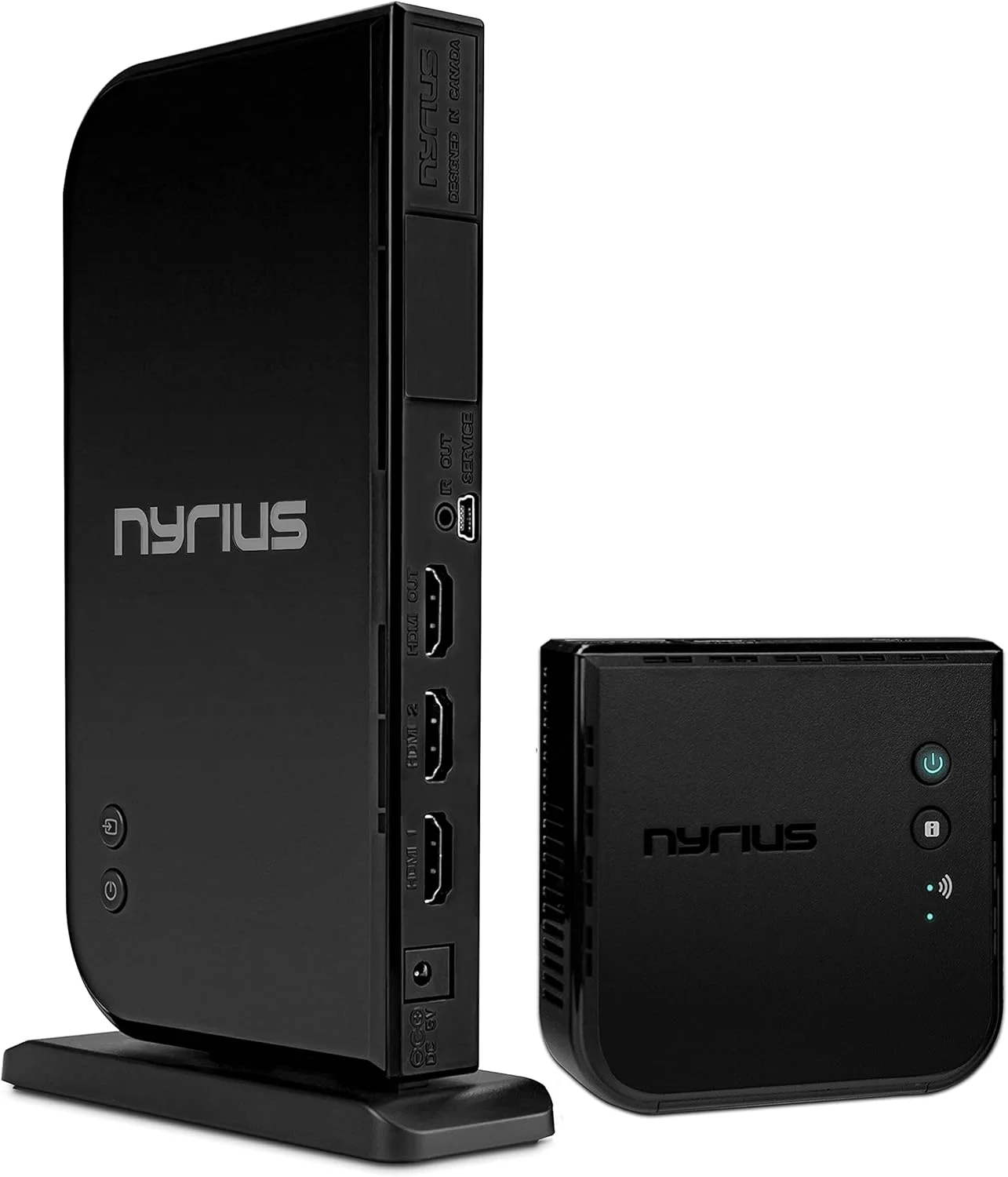 فرستنده و گیرنده بی سیم HDMI Nyrius Aries Home+ با 2 ورودی برای پخش ویدئوهای HD 1080p 3D و صدای دیجیتال از دستگاه های Cable Box، Satellite، Bluray، DVD، PS4، PS3، لپ تاپ و کامپیوتر (NAVS502)