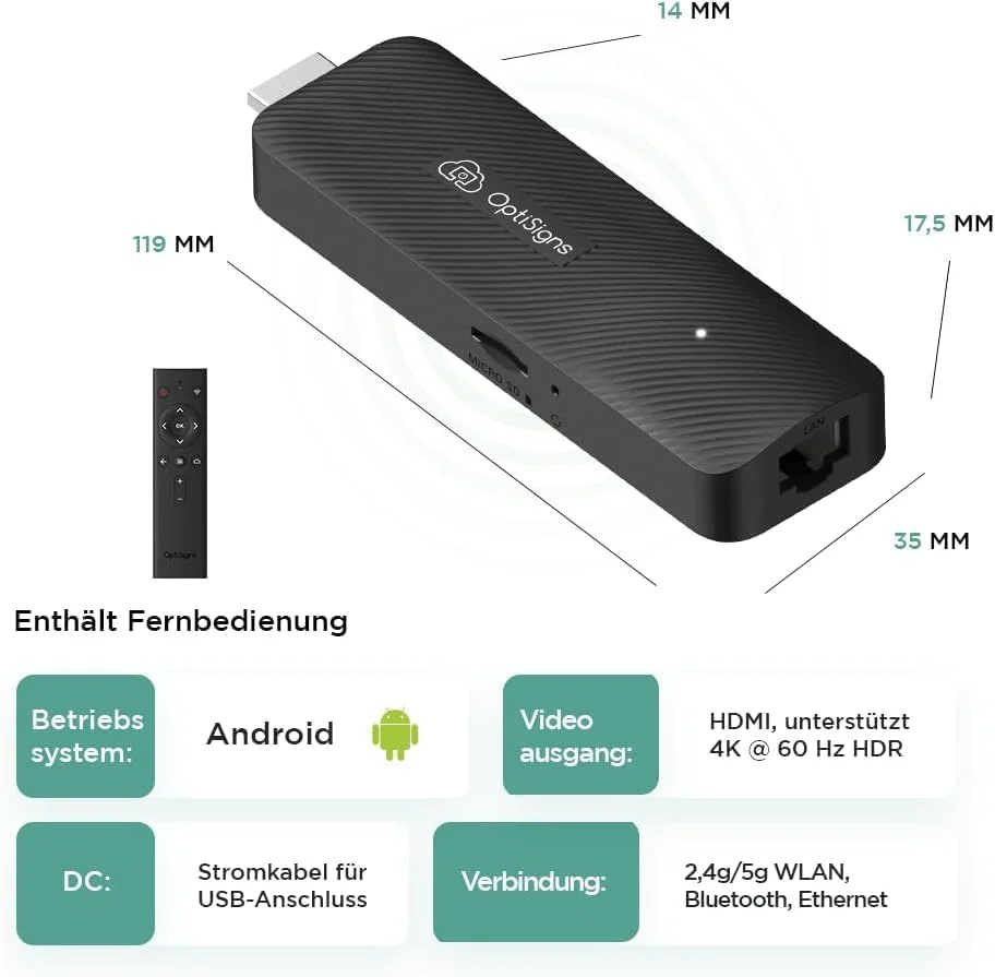 دستگاه پخش کننده ساینیج دیجیتال اندروید OptiSigns - دوشاخه EU
