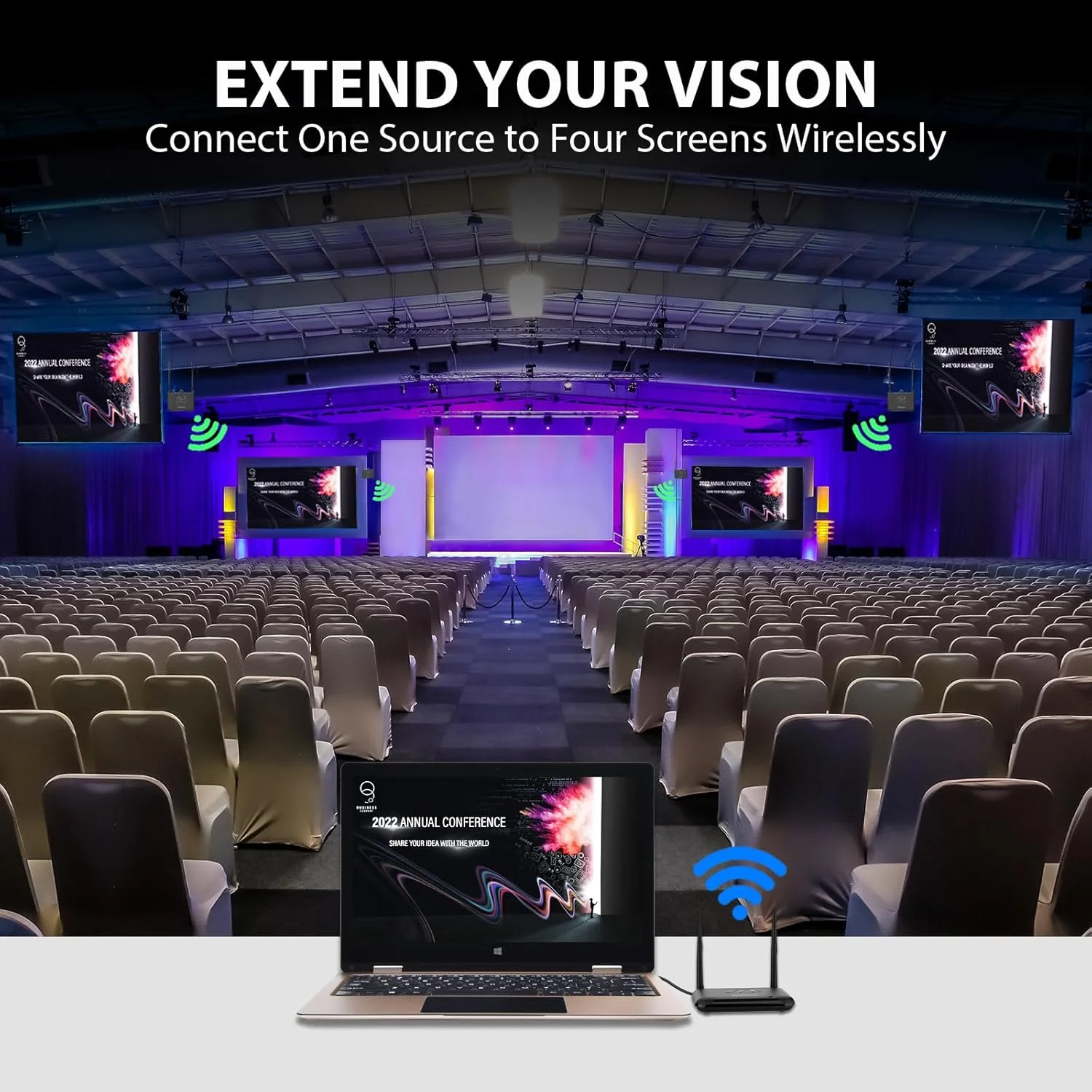 فرستنده و گیرنده بی‌سیم HDMI پاکیت، دارای خروجی HDMI Loop-Out، توسعه دهنده ریموت IR، برد 200 متر، 1 فرستنده به 4 گیرنده، 1080P 60HZ، پخش ویدیو از STB، لپ تاپ، PC، نتفلیکس، یوتیوب به تلویزیون، پروژکتور