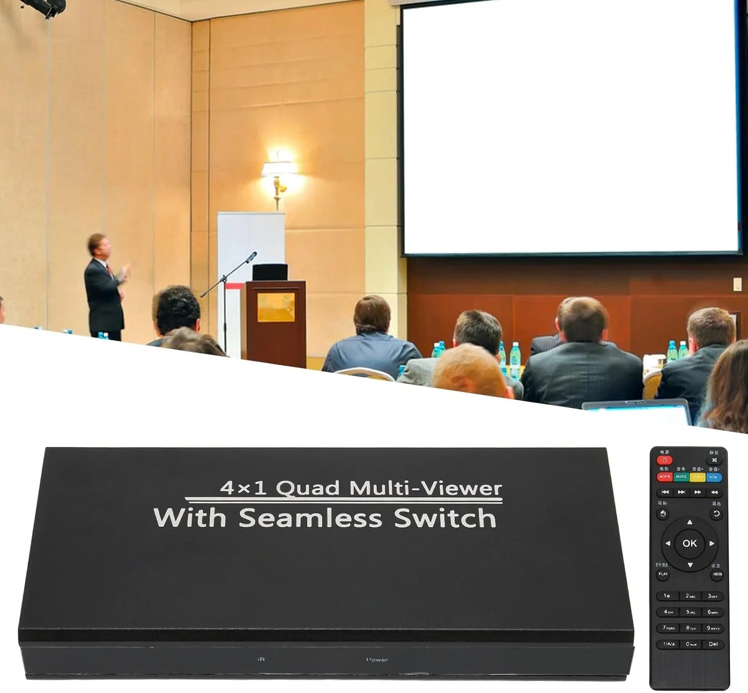 پخش کننده رسانه HDMI، پخش کننده رسانه دیجیتال MP35 با کیفیت 3840 x 2160 4K 30Hz، خروجی 4 طرفه، پشتیبانی از کارت حافظه 32G، HDMI/AV/VGA/USB (دوشاخه آمریکایی)