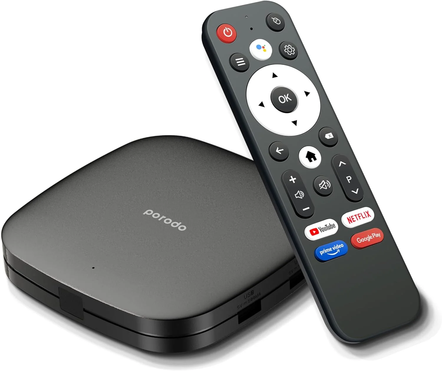 اندروید باکس تلویزیون پورودو، 4K Ultra HD، رم 2 گیگابایت، حافظه 8 گیگابایت، فرمان صوتی، ریموت بلوتوثی، پردازنده چهار هسته ای، اندروید 9.0، HDMI، USB، LAN، خروجی AV، وای فای دو بانده، سرگرمی خانگی - مشکی