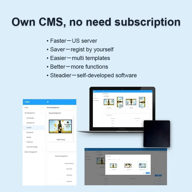 دستگاه پخش کننده دیجیتال ساینیج Lunzn 2+16G برای نمایش تبلیغات منوی رستوران (YM06 (2+16G))