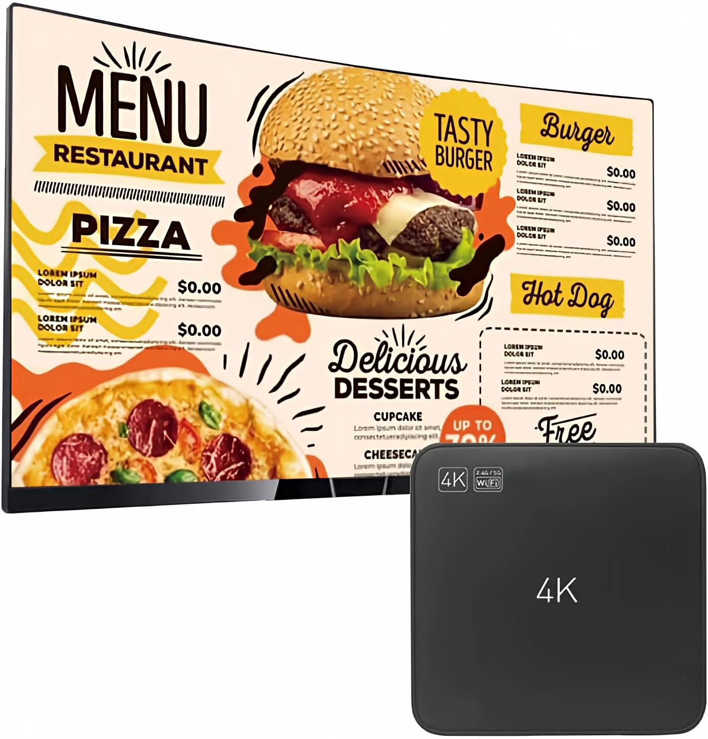 پخش کننده تابلوی اعلانات دیجیتال هوشمند با نرم افزار رایگان CMS، پخش خودکار پایدار 24 ساعته در 7 روز هفته، تبدیل تلویزیون به نمایشگر LCD، پخش کننده رسانه تبلیغاتی اندروید 4K (YM05)