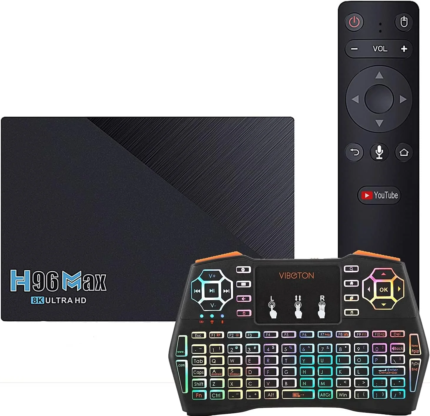 اندروید باکس LIROM مدل H96 MAX با اندروید 11.0، حافظه رم 8 گیگابایت + حافظه داخلی 128 گیگابایت، پردازنده چهار هسته ای RK3566 64 بیتی Cortex-A55، وای فای 2.4 گیگاهرتز/5 گیگاهرتز، رزولوشن 8K 4K Ultra HD، بلوتوث 4.0، اترنت 1000M