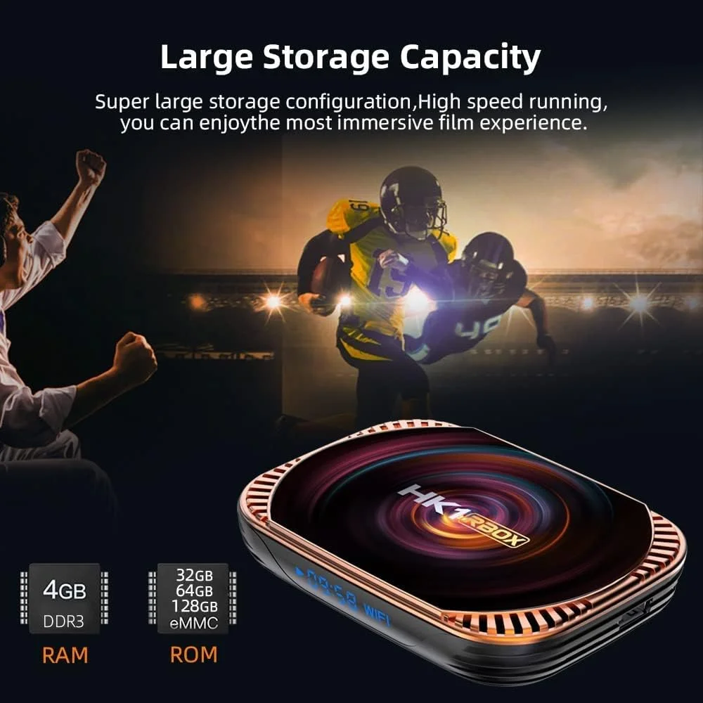 اندروید باکس LIROM Android 11.0 TV Box، نسخه ارتقا یافته 2022 HK1 RBOX X4 Smart Android Box Amlogic S905X4 64-Bit Quad Core Cortex-A55 CPU، بلوتوث 4.1 8K/4K UHD، وای فای 2.4G/5G، ست تاپ باکس، 4 گیگابایت + 128 گیگابایت