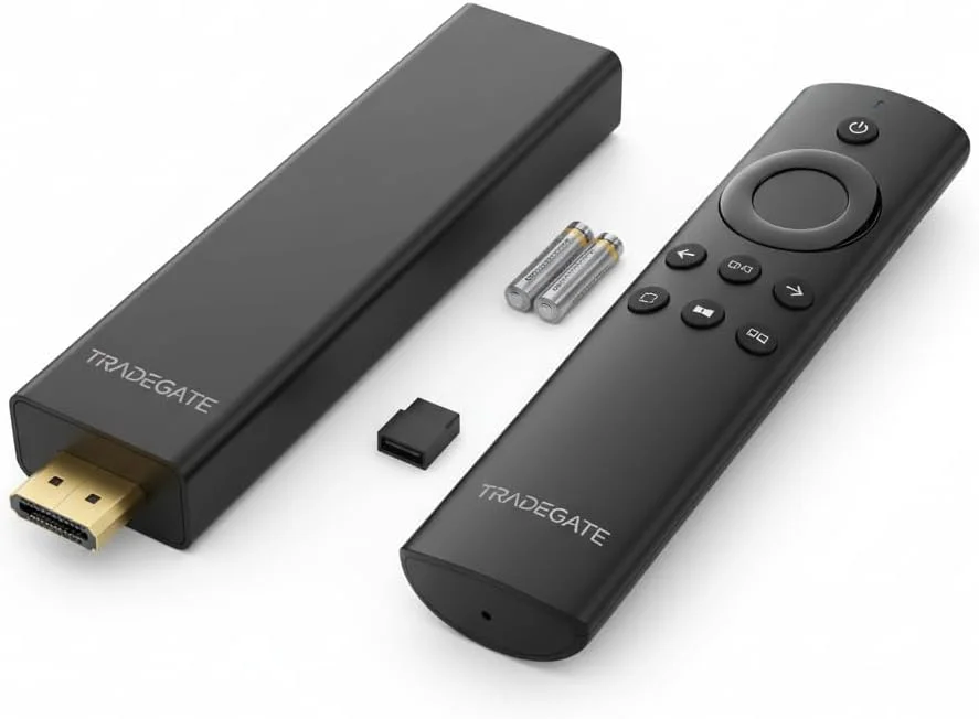 استیک استریمینگ تلویزیون 4K HDR تریدگیت با ریموت صوتی، اندروید 14.0، پشتیبانی از نتفلیکس و یوتیوب، دانگل تلویزیون هوشمند برای سرگرمی خانگی