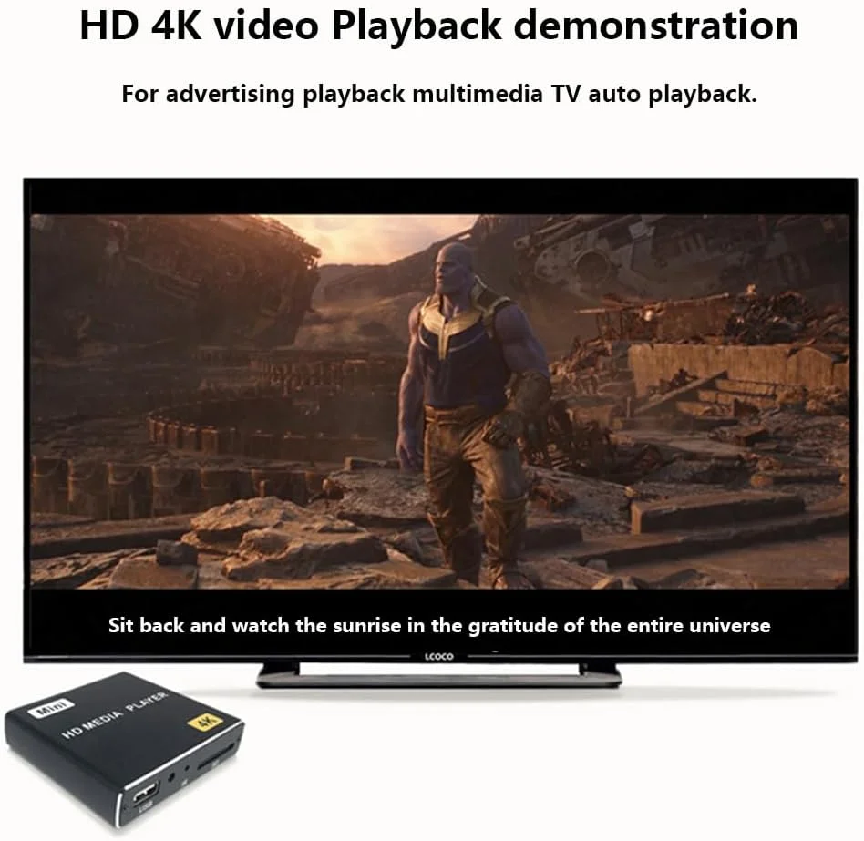 پخش کننده رسانه HDMI، پخش کننده رسانه دیجیتال 4K Full HD با کنترل از راه دور، پشتیبانی از درایو USB، کارت SD، خروجی 4K@30Hz، رمزگشایی H.265 برای پخش تبلیغاتی چند رسانه ای تلویزیون با پخش خودکار. پخش کننده رسانه HDMI، پخش کننده رسانه دیجیتال 4K Full HD با کنترل از راه دور، پشتیبانی از درایو USB، کارت SD، خروجی 4K@30Hz، رمزگشایی H.265 برای پخش تبلیغاتی چند رسانه ای تلویزیون با پخش خودکار.