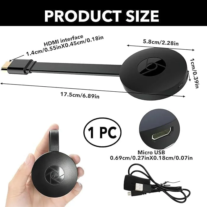 دانگل HDMI بی‌سیم 4K زکسن، پشتیبانی از 1080P با رمزگشایی دوگانه H.265/HEVC، سازگار با اندروید/IOS/ویندوز/مک/پروژکتور، پشتیبانی از DLNA/AirMirror/Airplay/Miracast - مشکی