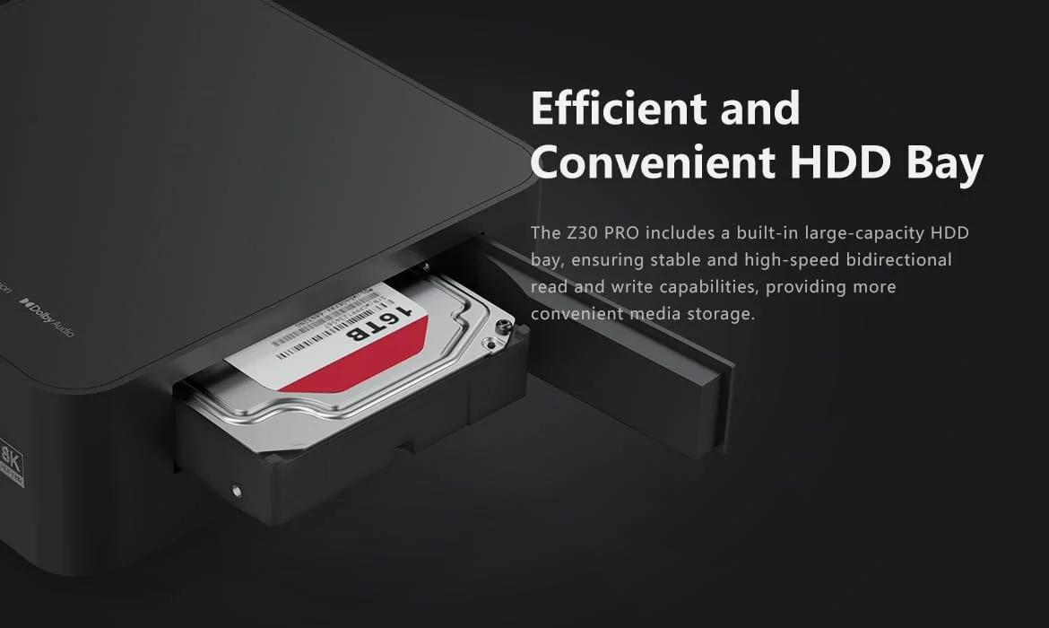 مدیا پلیر اندروید 8K Zidoo Z30 Pro، Amlogic S928X-K، رم 6 گیگابایتی DDR4، حافظه 64 گیگابایتی eMMC، Dolby Vision، DTS:X، HDR10+، HDMI 2.1، WiFi 6، BT 5.2، تصویر AI، AVS3، صدای Hi-Fi، دیوار پوستر، موسیقی بدون افت کیفیت