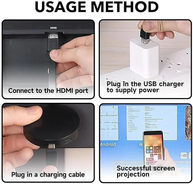 دانگل HDMI بی‌سیم 4K زکسن، پشتیبانی از 1080P با رمزگشایی دوگانه H.265/HEVC، سازگار با اندروید/IOS/ویندوز/مک/پروژکتور، پشتیبانی از DLNA/AirMirror/Airplay/Miracast - مشکی