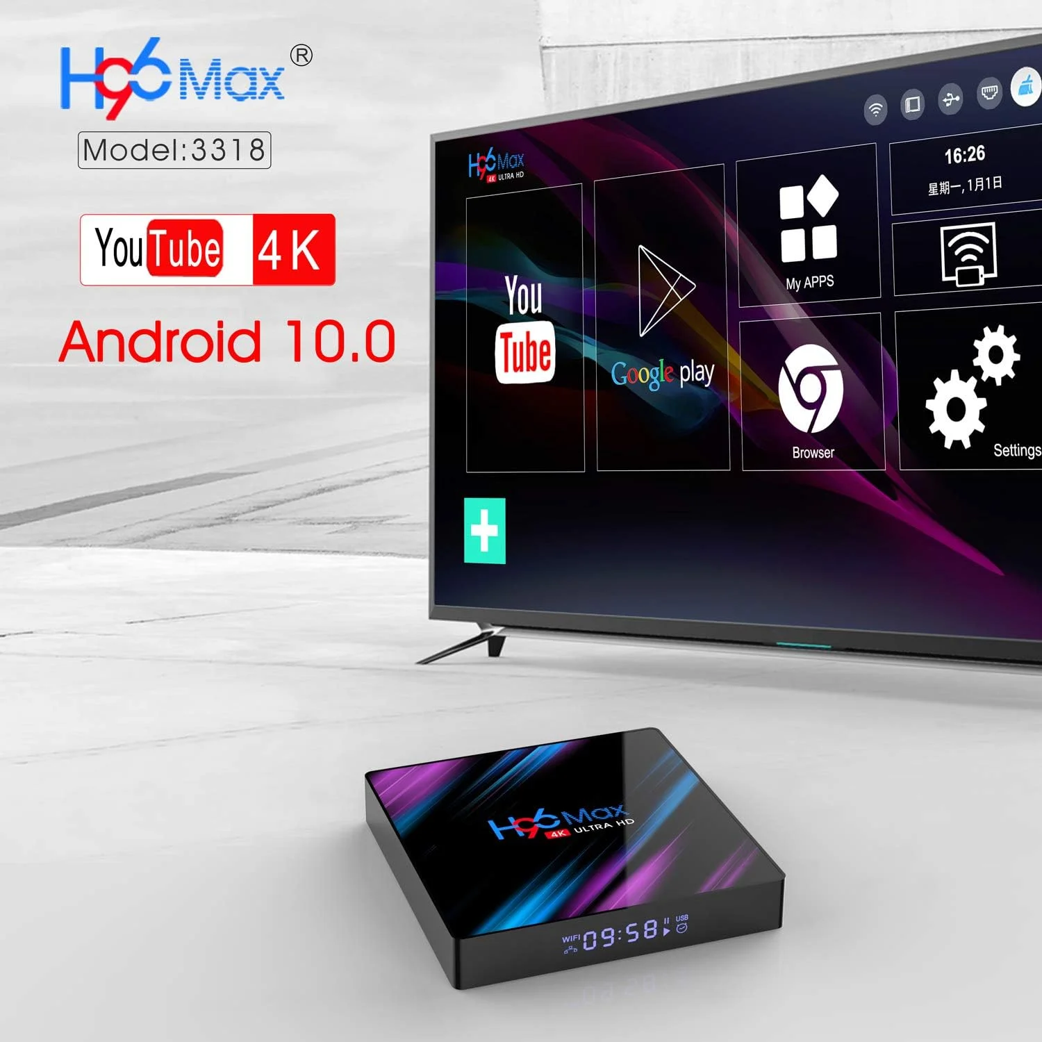 اندروید باکس H96Max Xilibod مدل 2GB RAM 16GB ROM Mali 450 RK3318 Quad Core 64bit Cortex A53 2.4GHz/5GHz WiFi 100M DLAN Smart TV Box - مدل: H96Max 2GB 16GB اندروید باکس H96Max Xilibod مدل 2GB RAM 16GB ROM Mali 450 RK3318 Quad Core 64bit Cortex A53 2.4GHz/5GHz WiFi 100M DLAN Smart TV Box - مدل: H96Max 2GB 16GB