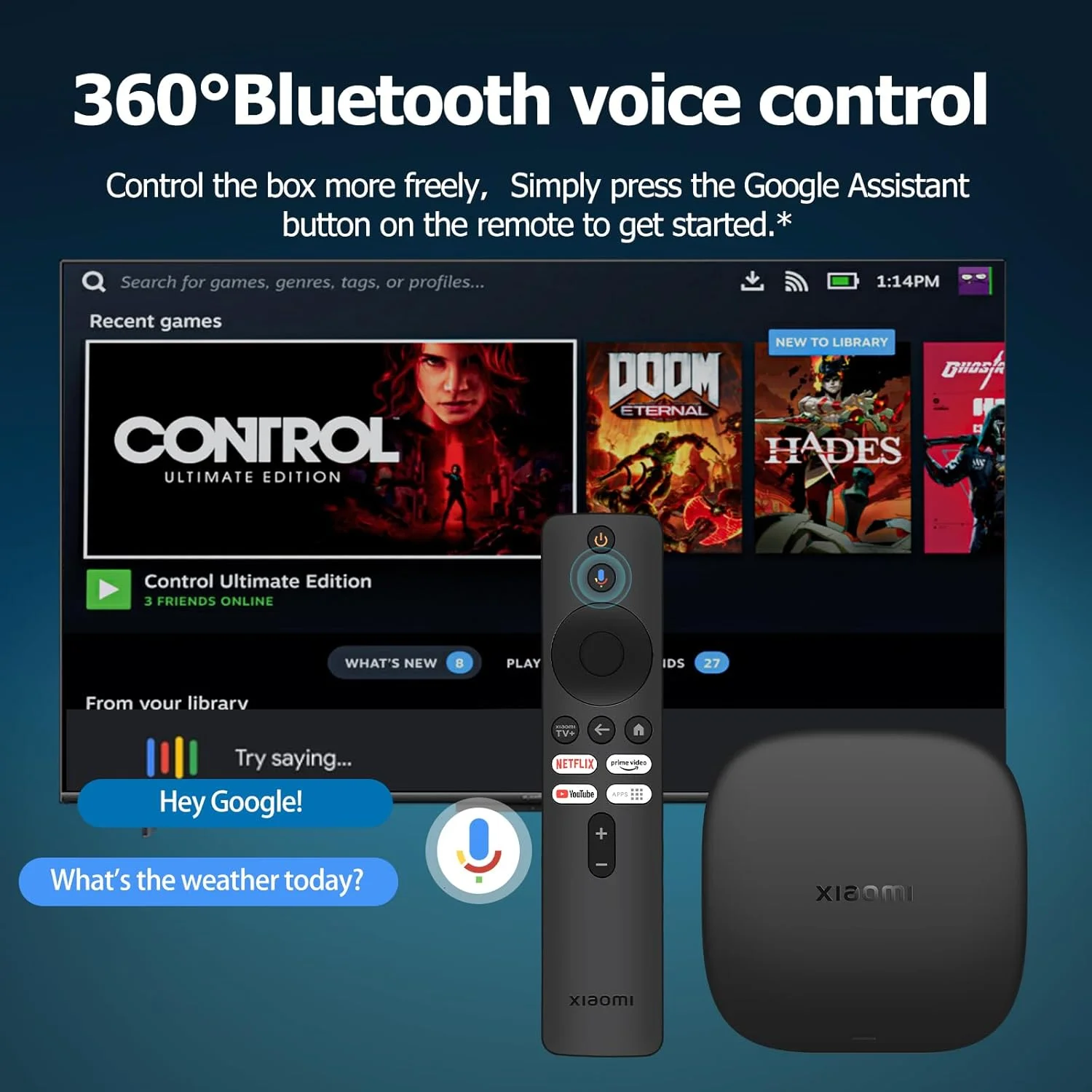 شیائومی Mi TV Box S نسل سوم، 2 گیگابایت رم + 32 گیگابایت رام، پخش جریانی 4K Ultra HD، بلوتوث، Wi-Fi، نسل سوم، مشکی