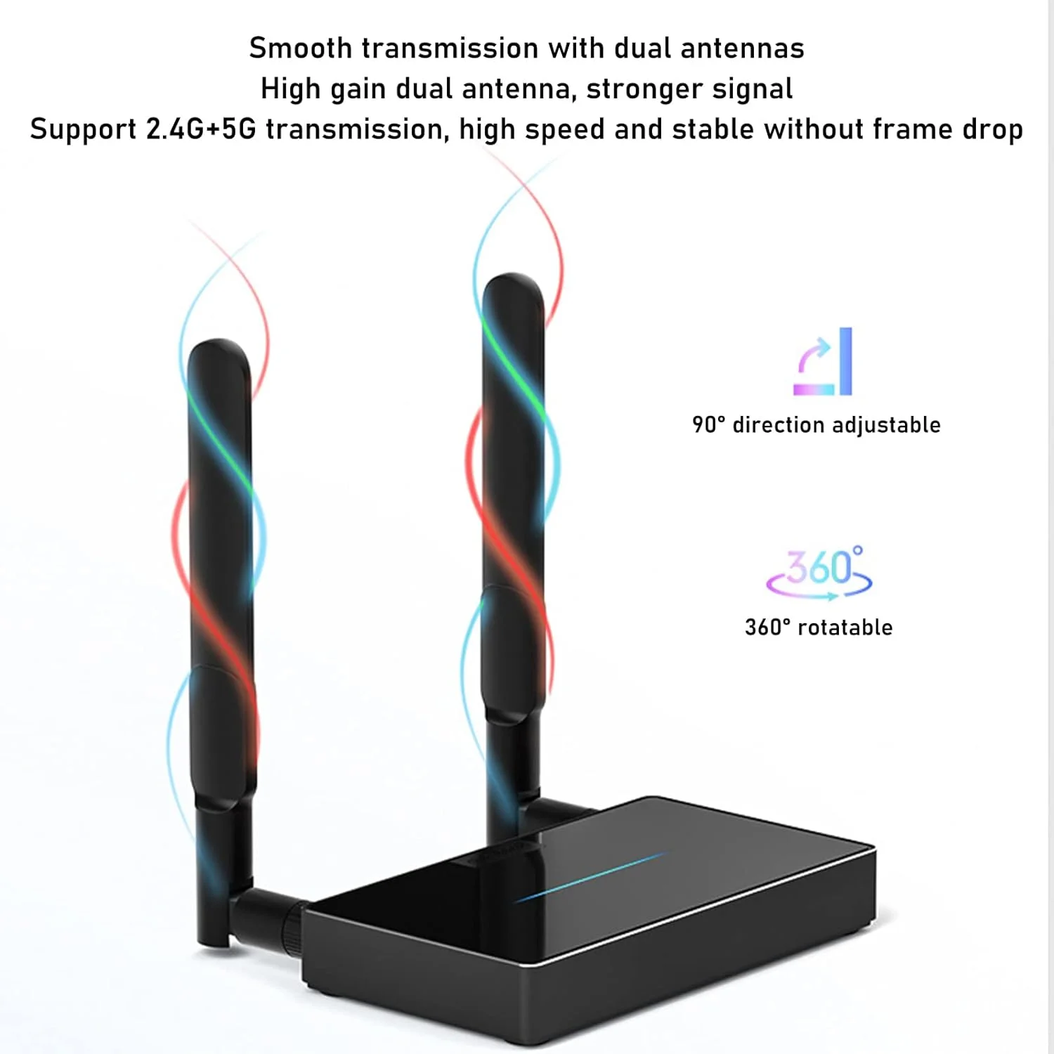 فرستنده و گیرنده HDMI بی‌سیم، توسعه دهنده بی‌سیم HD 30 متری 4K X 2K برای لپ‌تاپ، رایانه شخصی، تلویزیون تلفن هوشمند و غیره (مشکی)