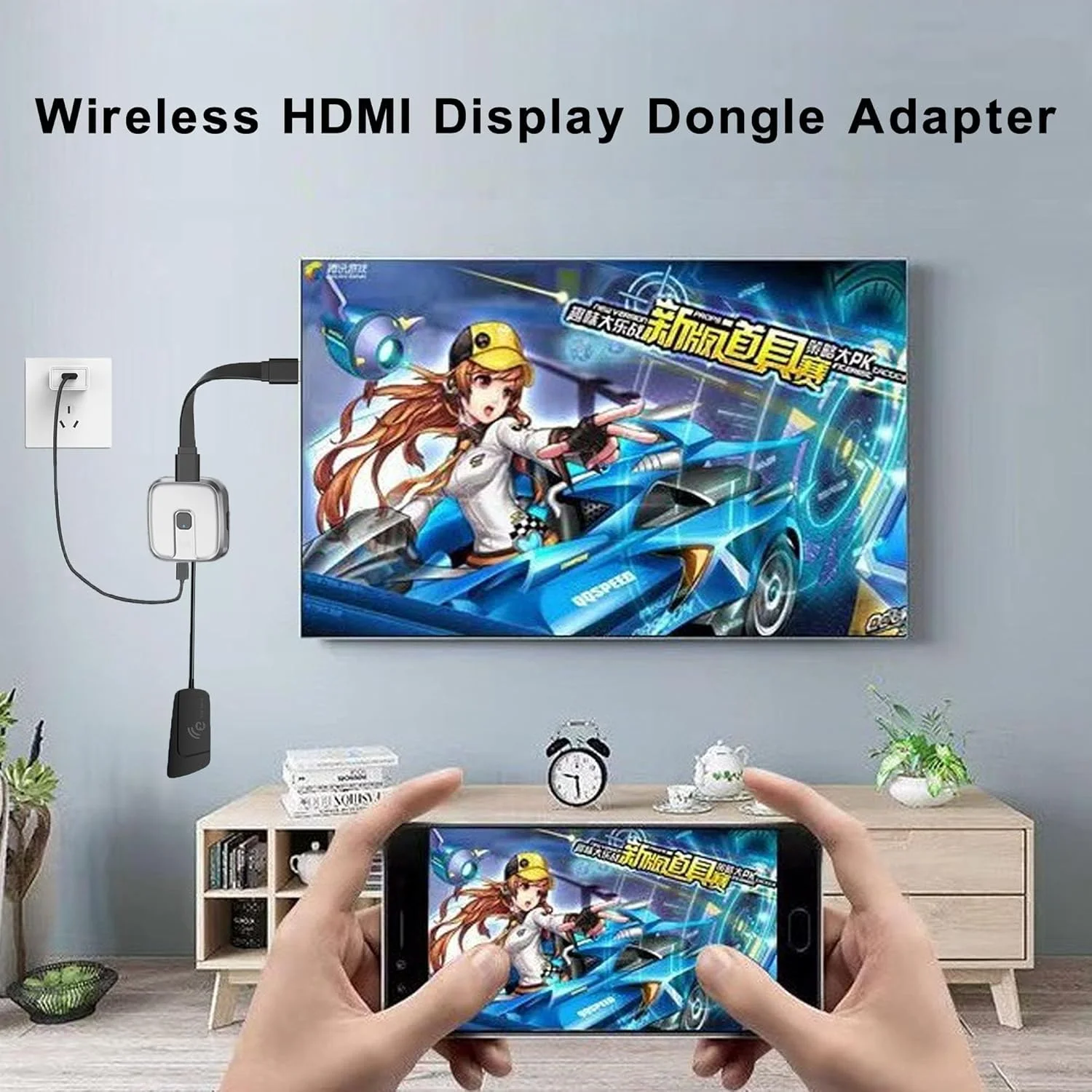 آداپتور دانگل نمایشگر HDMI بی‌سیم، فرستنده بی‌سیم، توسعه دهنده بی‌سیم HDMI ویدئو/صوتی/فایل رسانه ای استریم از لپ تاپ، کامپیوتر، تلفن هوشمند به پروژکتور مانیتور HDTV