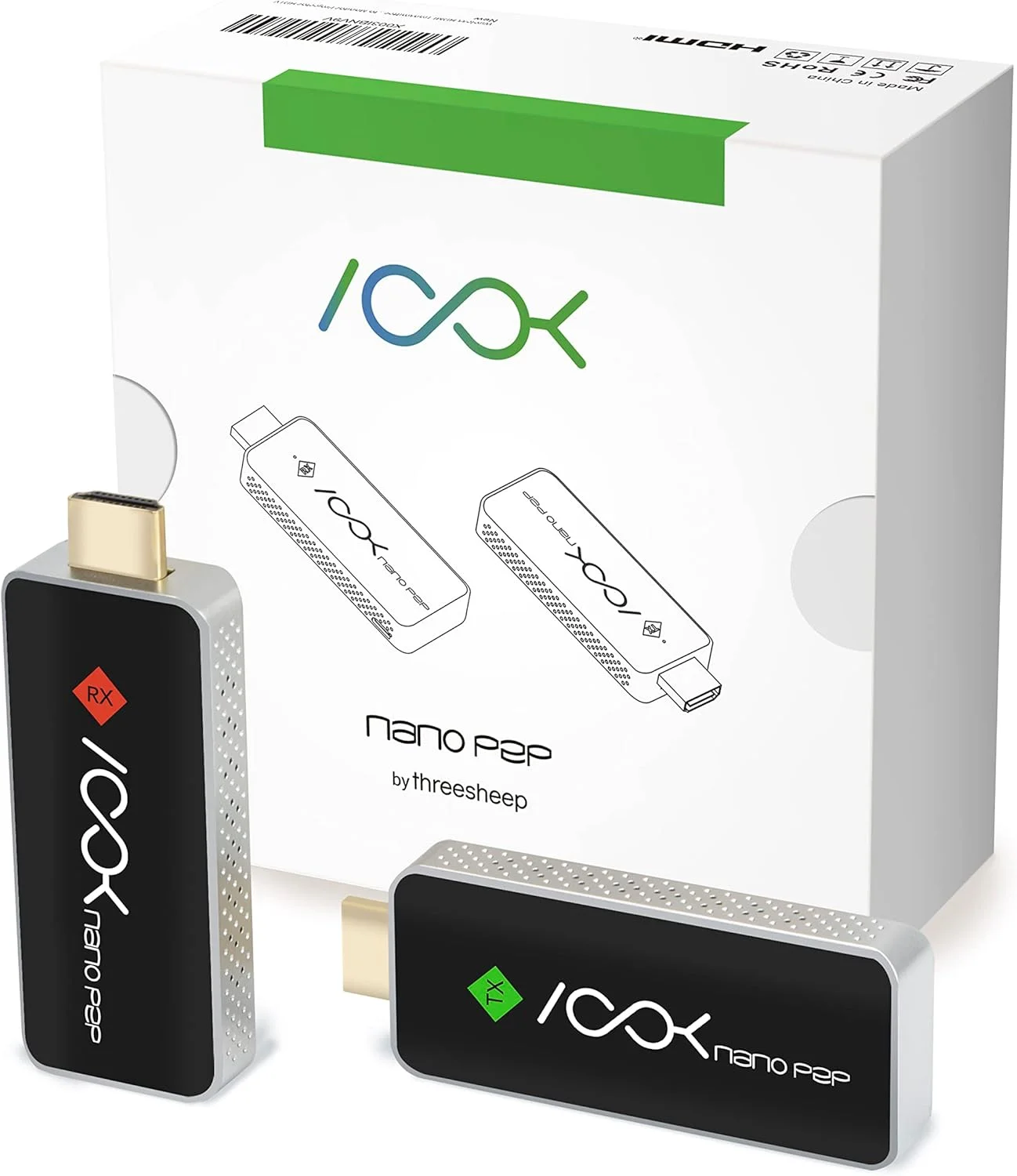 فرستنده و گیرنده HDMI بی‌سیم، Plug & Play، کیت مبدل توسعه دهنده آداپتور، پخش ویدئو و صدا از لپ تاپ، کامپیوتر، دوربین به مانیتور، پروژکتور، تلویزیون HD - ASKnano p2p