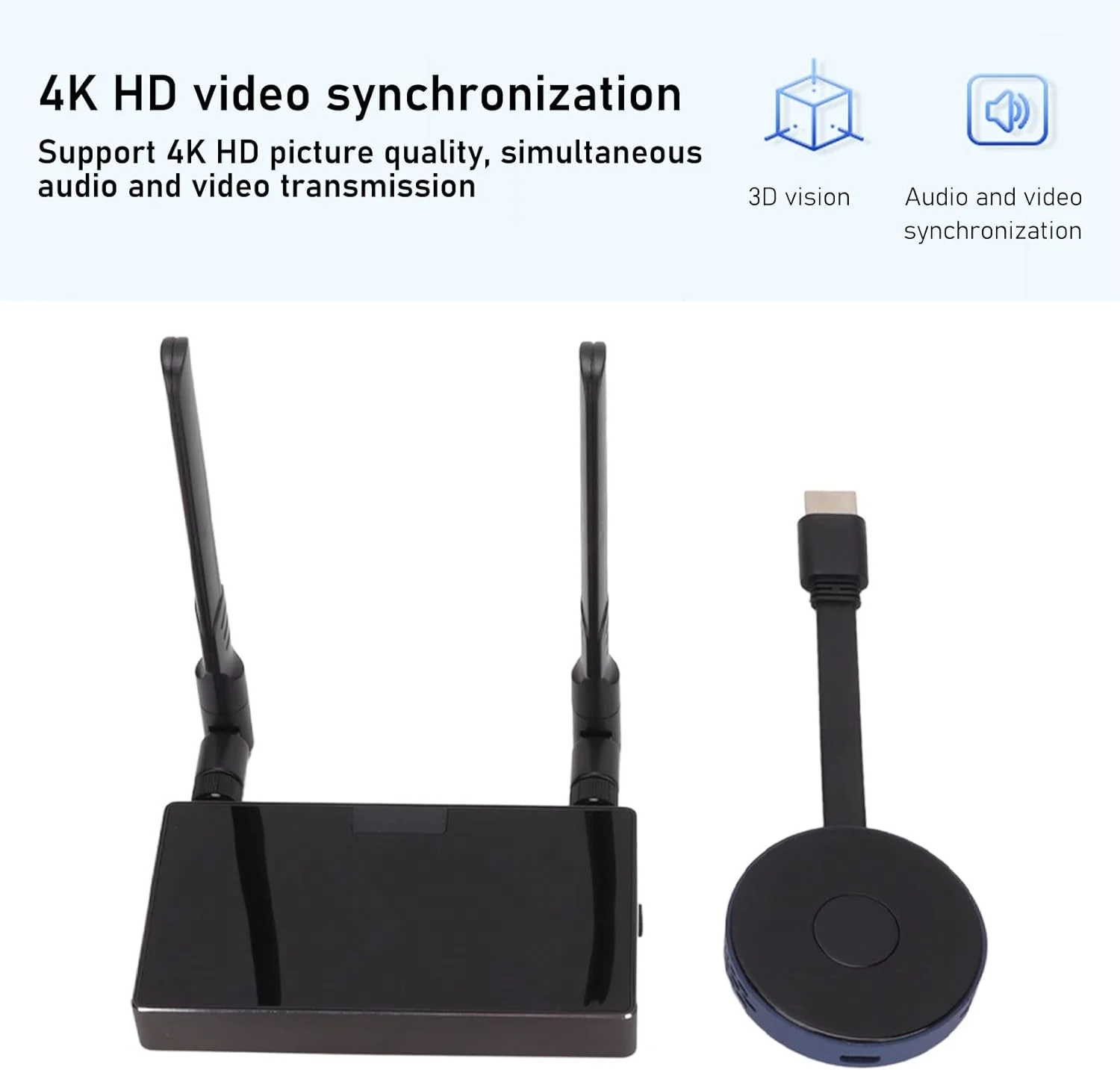 فرستنده و گیرنده HDMI بی‌سیم، توسعه دهنده بی‌سیم HD 30 متری 4K X 2K برای لپ‌تاپ، رایانه شخصی، تلویزیون تلفن هوشمند و غیره (مشکی)