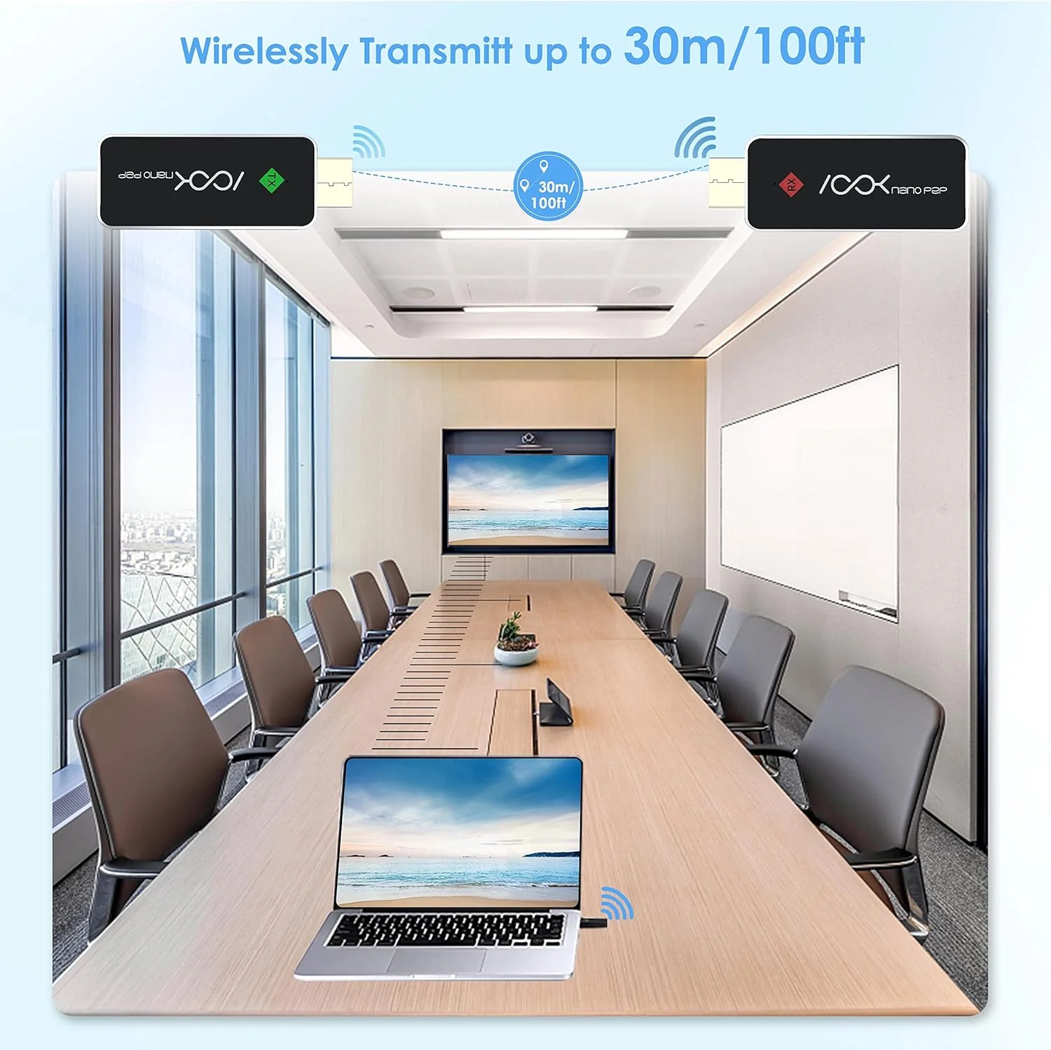 فرستنده و گیرنده HDMI بی‌سیم، Plug & Play، کیت مبدل توسعه دهنده آداپتور، پخش ویدئو و صدا از لپ تاپ، کامپیوتر، دوربین به مانیتور، پروژکتور، تلویزیون HD - ASKnano p2p