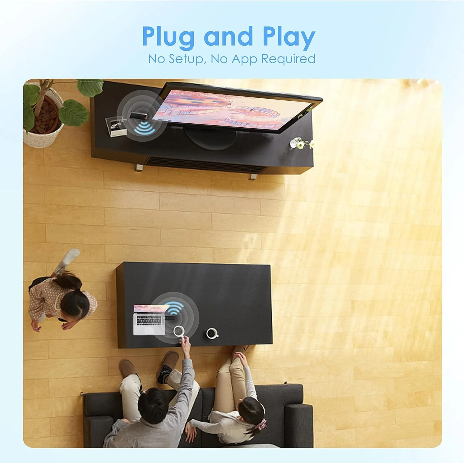 فرستنده و گیرنده HDMI بی‌سیم، Plug & Play، کیت مبدل توسعه دهنده آداپتور، پخش ویدئو و صدا از لپ تاپ، کامپیوتر، دوربین به مانیتور، پروژکتور، تلویزیون HD - ASKnano p2p