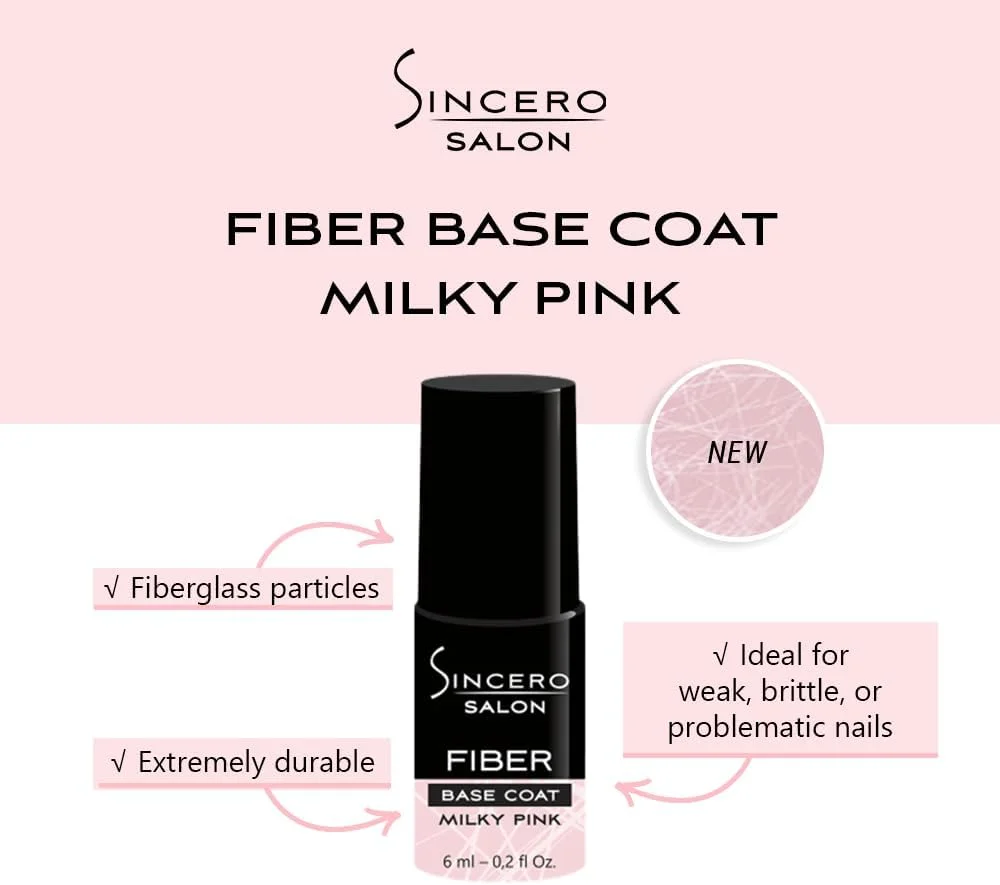 سینسرو سالن - ژل بیس فایبرگلس صورتی شیری - سخت کننده ناخن - لاک ناخن یو وی - بیس کت ناخن - لاک ژل برای ناخن های آسیب دیده - مانیکور - 6 میلی لیتر