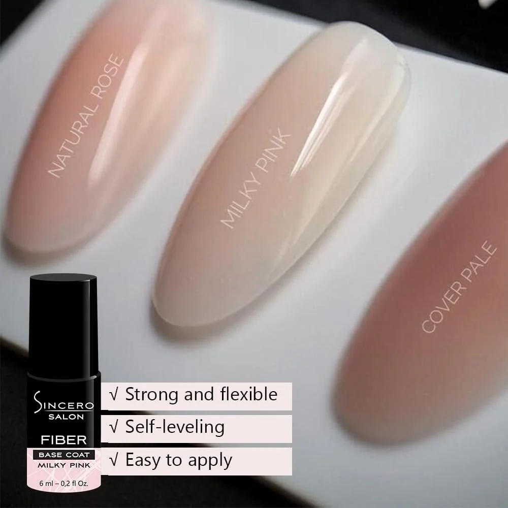 سینسرو سالن - ژل بیس فایبرگلس صورتی شیری - سخت کننده ناخن - لاک ناخن یو وی - بیس کت ناخن - لاک ژل برای ناخن های آسیب دیده - مانیکور - 6 میلی لیتر