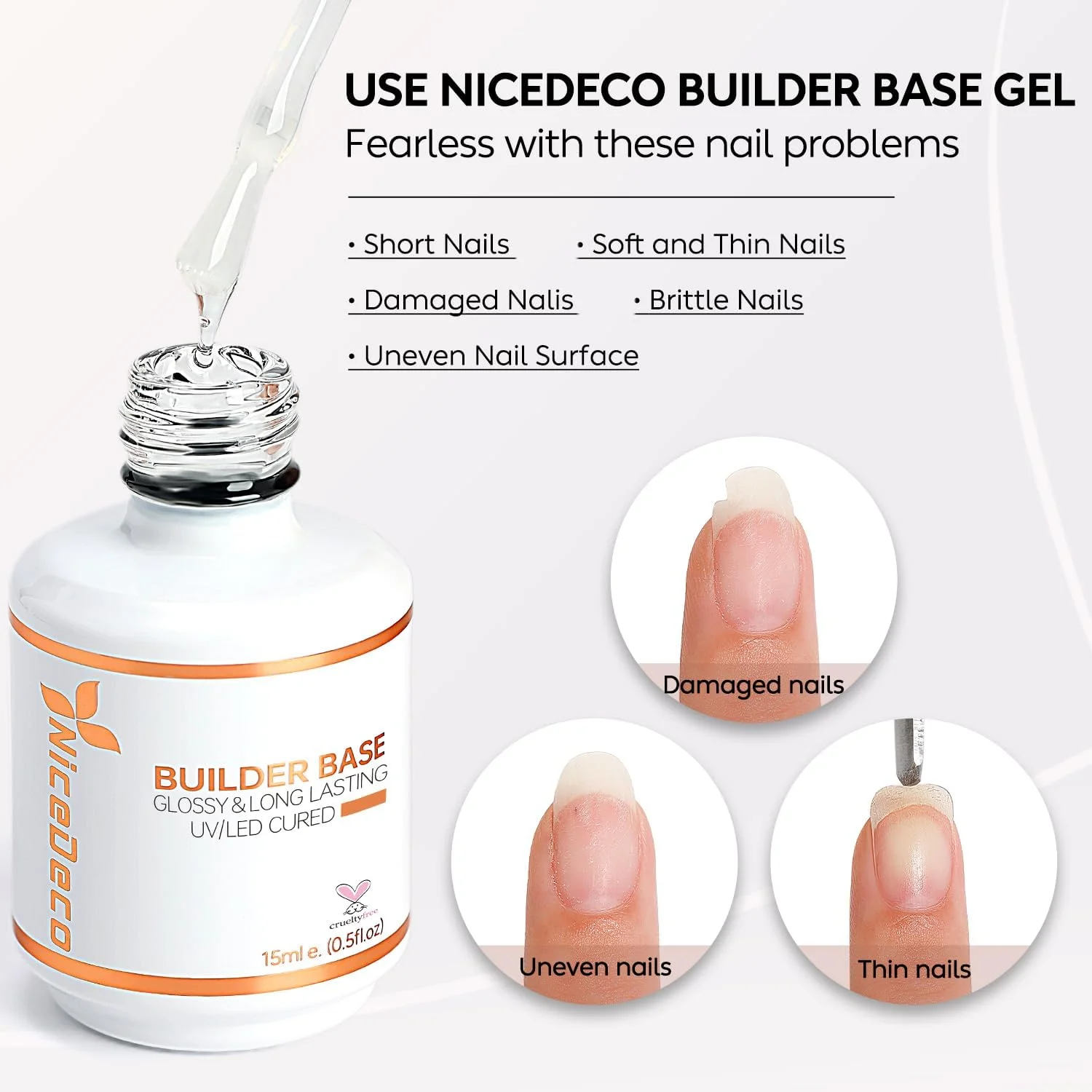 ژل بیس بیلدر 7 در 1 نیکودکو، 15 میلی لیتر، ژل بیلدر شفاف UV LED، ژل سریع سازنده ناخن، بدون تست حیوانی، ژل اکستنشن ناخن شفاف