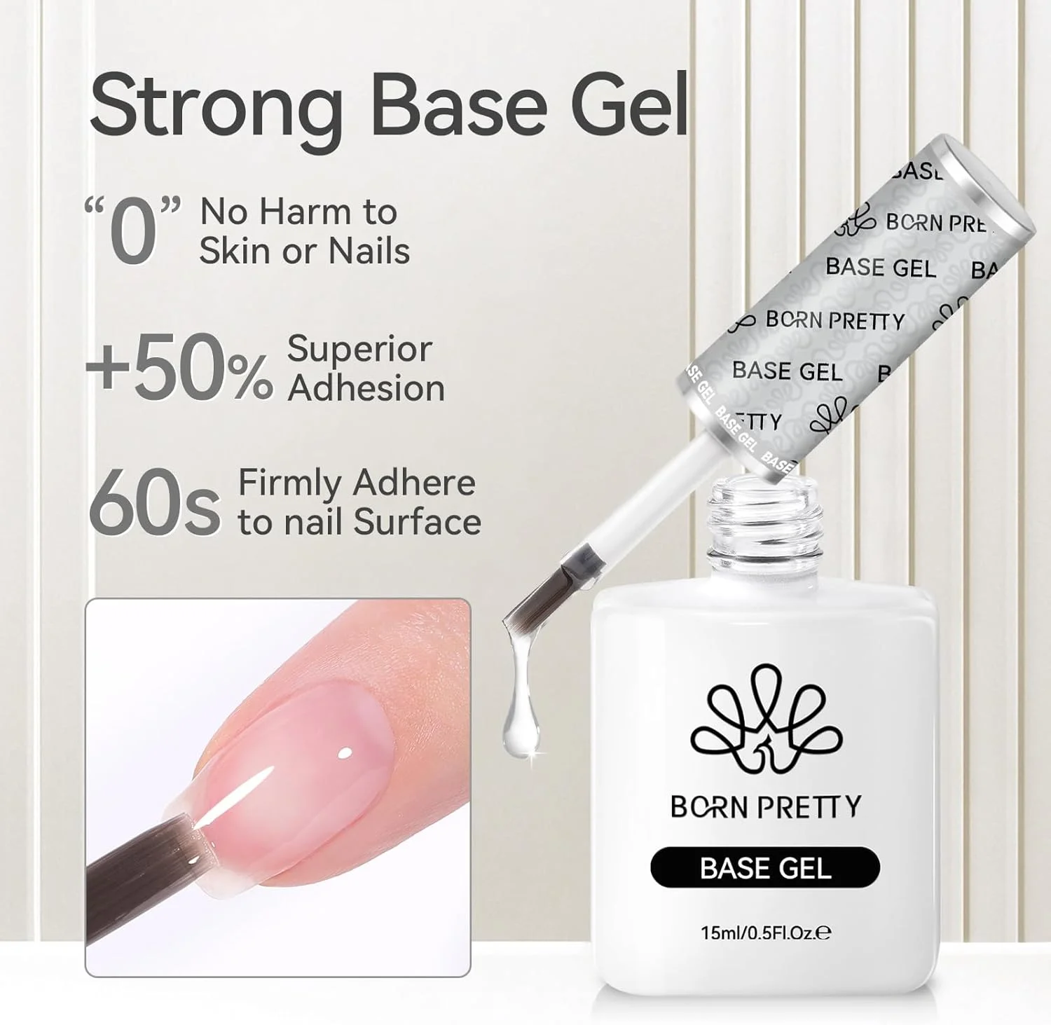 ست ژل لاک تاپ کت UV بورن پرتی، ست بیس و تاپ کت شلاک 15 میلی لیتری، بیس کت UV، لاک ناخن، بیس بدون نیاز به پاک کردن و سوپر تاپ کت، روکش براق برای استفاده شخصی و سالن ناخن، 2 بطری