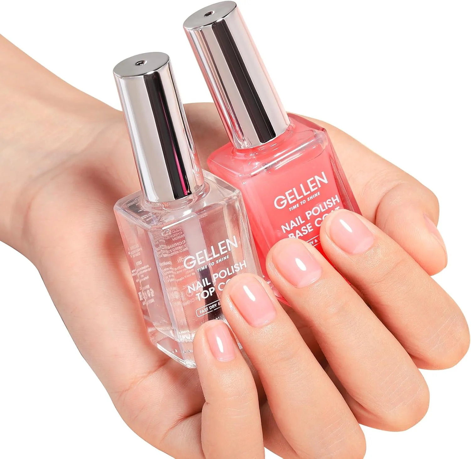 ژلِن پوشش پایه و رویه شفاف فرمول کلسیم بدون آهن و رز شفاف برای تقویت ناخن های طبیعی، خشک شدن سریع معمولی، بدون ژل، بدون نیاز به نور UV، هما