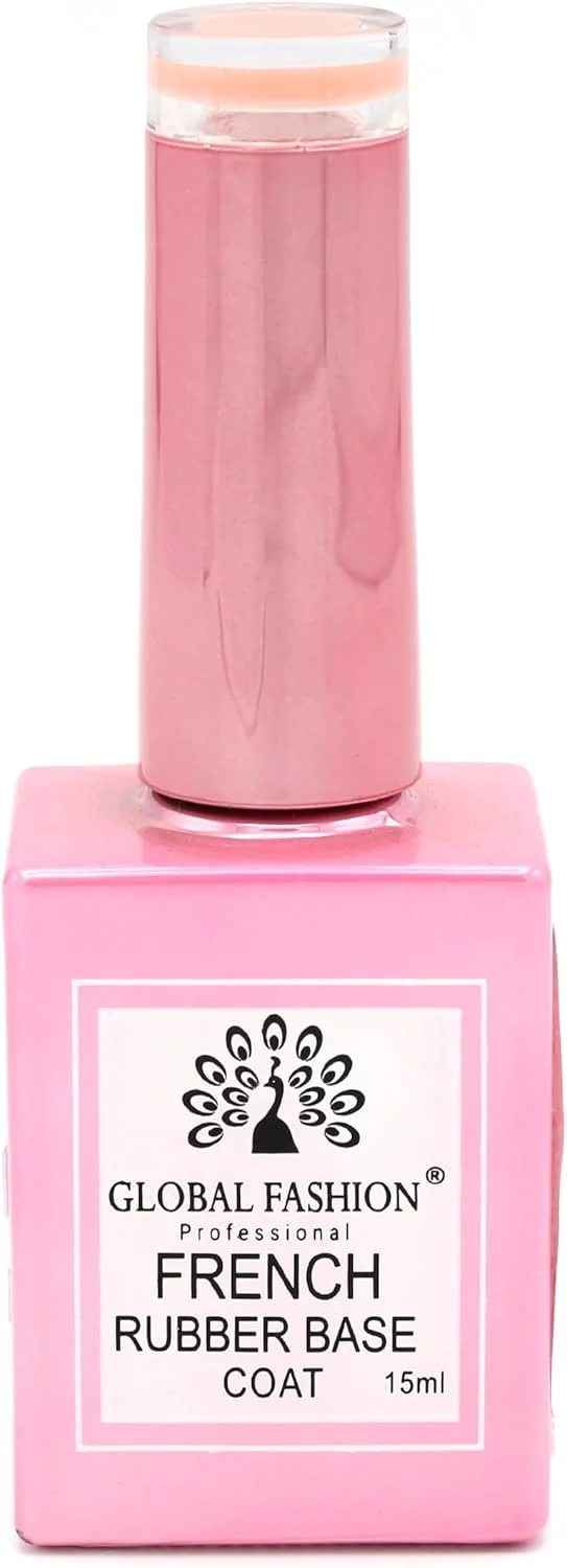 ژل بیس کت رابر حرفه ای فرنچ گلوبال فشن 15 میل: ماندگاری طولانی، بادوام و مقاوم در برابر لب پر شدن برای مانیکور و پدیکور | (01)