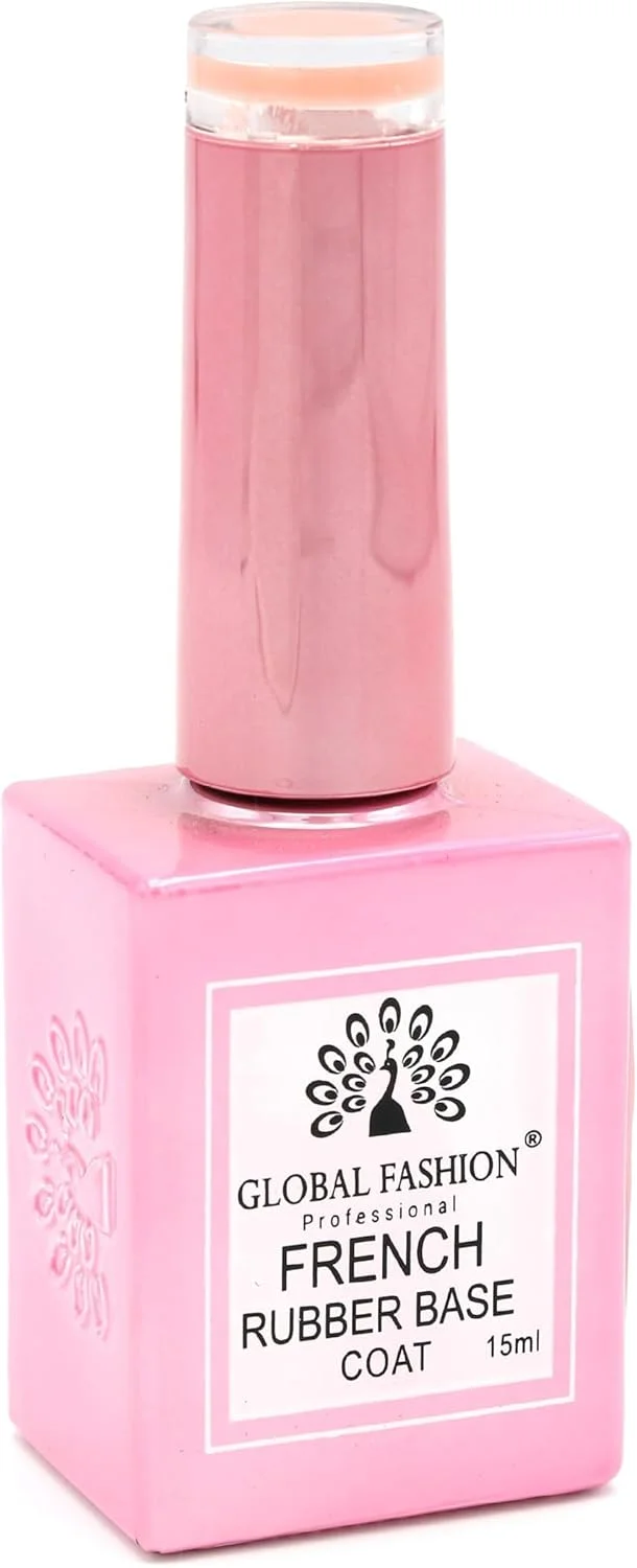 ژل بیس کت رابر حرفه ای فرنچ گلوبال فشن 15 میل: ماندگاری طولانی، بادوام و مقاوم در برابر لب پر شدن برای مانیکور و پدیکور | (01)