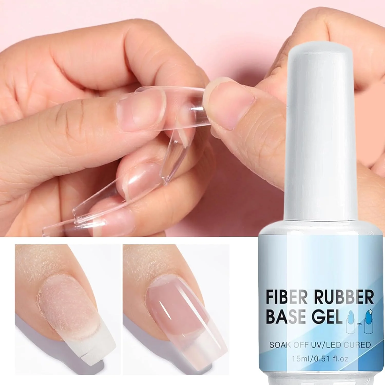 ژل کاشت ناخن شفاف - ژل فیبر ترمیم و اکستنشن ناخن، پرایمر، 15 میلی لیتر، لوازم جانبی مانیکور شفاف، نیاز به خشک شدن با UV LED برای سالن، خانه، مسافرت و فضای باز