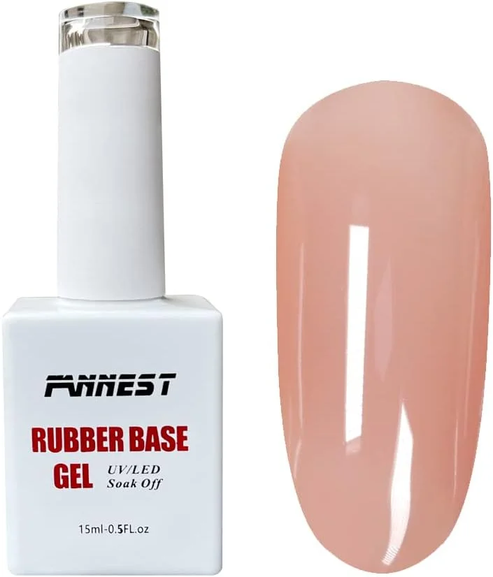 لاک ژل بیس رابر صورتی کالباسی FANNEST، ژل بیلدر الاستیک بیس کت برای تقویت/اکستنشن ناخن، خشک شدن با LED/UV