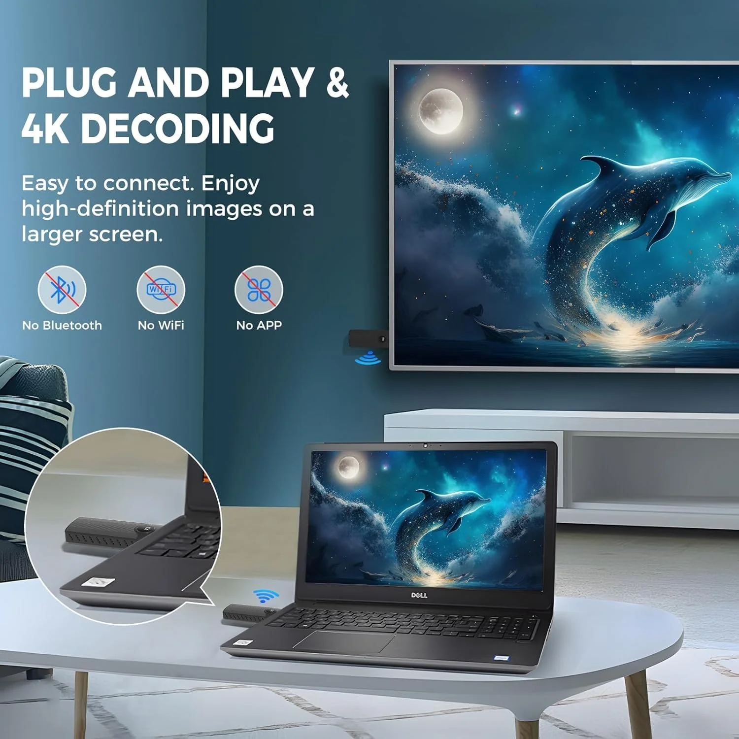 کیت فرستنده و گیرنده HDMI بی سیم، توسعه دهنده HDMI 1080P با قابلیت اتصال آسان با سیگنال 2.4G/5G برای لپ تاپ، کامپیوتر، تی وی باکس به تلویزیون های HD، مانیتور، پروژکتور (مشکی)