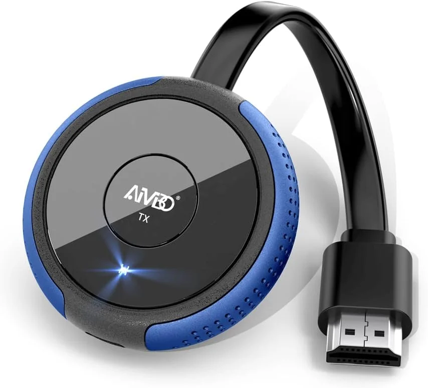 فرستنده HDMI بی‌سیم، توسعه‌دهنده بی‌سیم HDMI 5G AIMIBO، پخش ویدئو/صوتی/فایل 4K برای تلفن، لپ‌تاپ، دوربین، جعبه کابل، نتفلیکس، به HDTV، مانیتور، پروژکتور، 50 متر، آبی