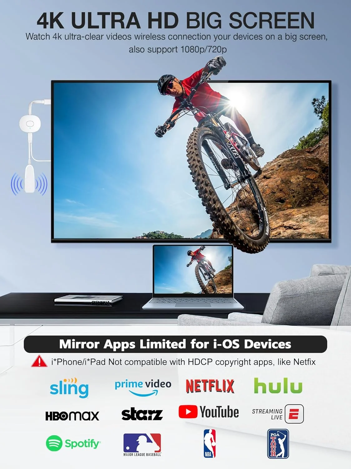 دانگل آداپتور نمایشگر HDMI بیسیم 4K، آداپتور Miracast TIMBOOTECH برای استریم ویدیو/صوتی یوتیوب برای آیفون/آیپد/iOS/اندروید/مک/لپتاپ/کامپیوتر به تلویزیون/پروژکتور/مانیتور - Miracast، DLNA، Airplay دانگل آداپتور نمایشگر HDMI بیسیم 4K، آداپتور Miracast TIMBOOTECH برای استریم ویدیو/صوتی یوتیوب برای آیفون/آیپد/iOS/اندروید/مک/لپتاپ/کامپیوتر به تلویزیون/پروژکتور/مانیتور - Miracast، DLNA، Airplay