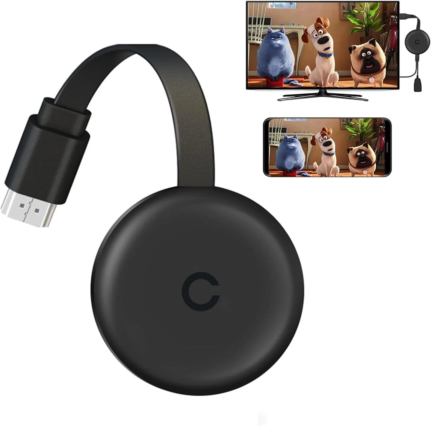 دانگل نمایشگر HDMI بی‌سیم 4K، آداپتور 1080P، پخش جریانی WiFi فیلم، نمایش و گیرنده تلویزیون زنده از آیفون، آیپد، اندروید، تبلت، ویندوز به HDTV/مانیتور/پروژکتور، Miracast، Airplay، DLNA، Chrome