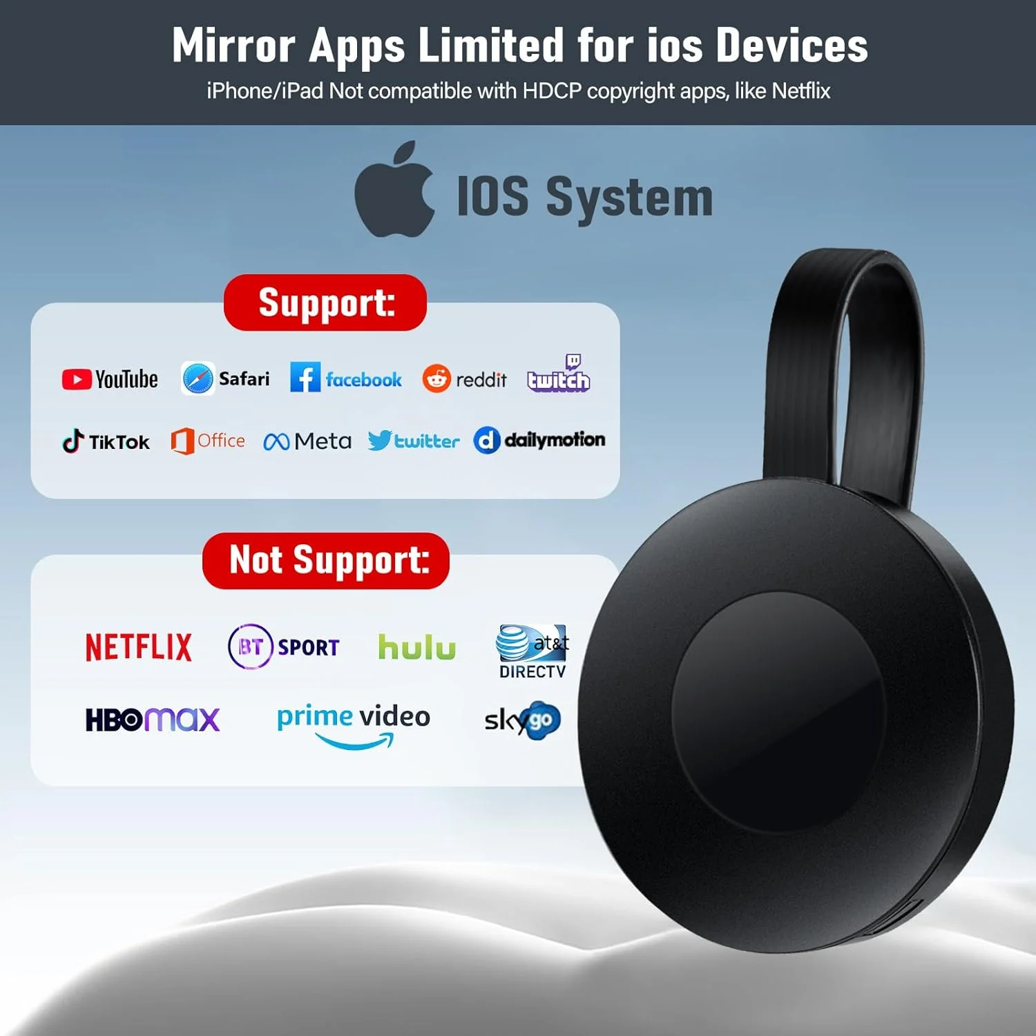 آداپتور دانگل HDMI بی سیم، نمایشگر وای فای استریمینگ 1080P برای دستگاه استریم تلویزیون با پشتیبانی از 4K Miracast DLNA و Airplay Miracast سازگار با اندروید/IOS/ویندوز/مک/پروژکتور