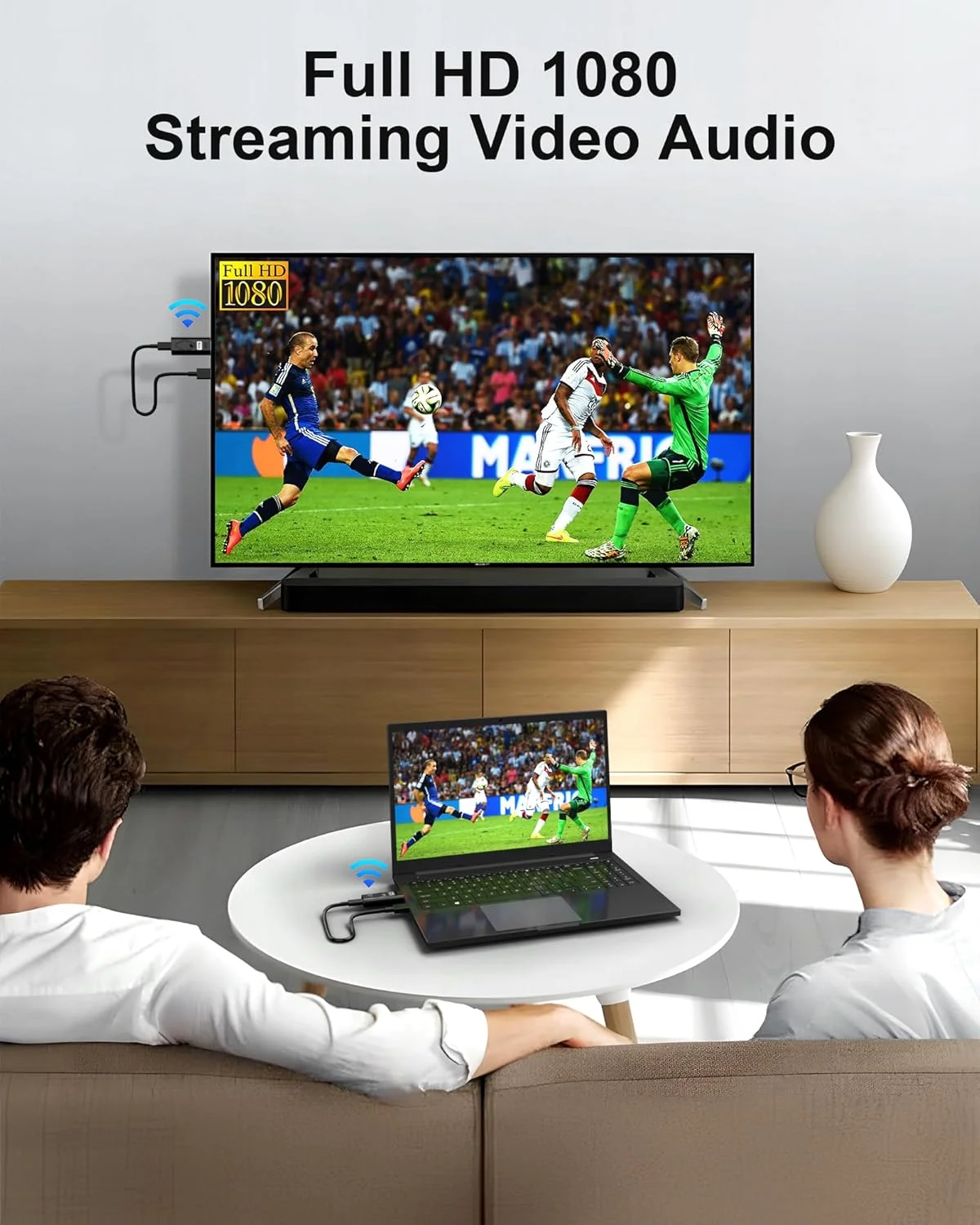 فرستنده و گیرنده HDMI بی‌سیم، کیت توسعه دهنده HDMI بی‌سیم 2.4G/5G قابل حمل، رمزگشایی 4K و 1080P برای پخش ویدیو و صدا به مانیتور از لپ تاپ/کامپیوتر/جعبه تلویزیون/پروژکتور (30 متر)