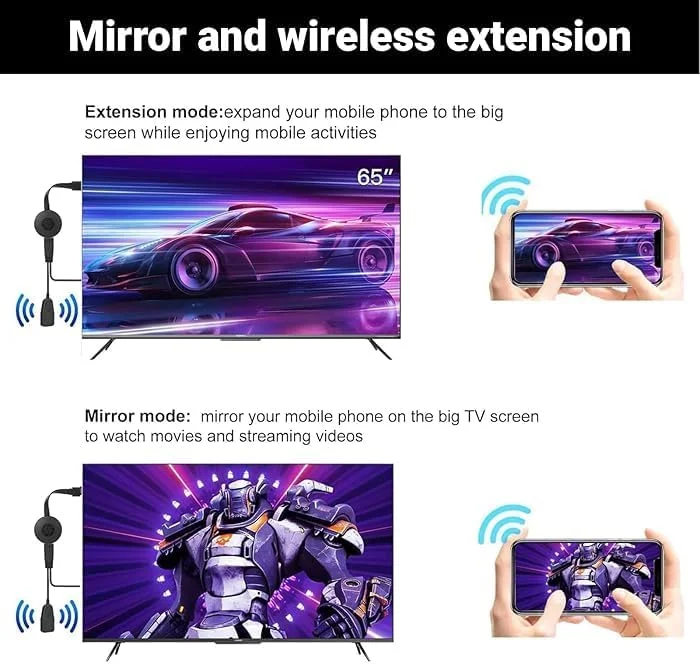 دانگل HDMI بی سیم 4K مدل FBS با پشتیبانی از 1080P با رمزگشایی دوگانه H.265/HEVC سازگار با اندروید/IOS/ویندوز/مک/پروژکتور پشتیبانی از DLNA/AirMirror/Airplay/Miracast - مشکی