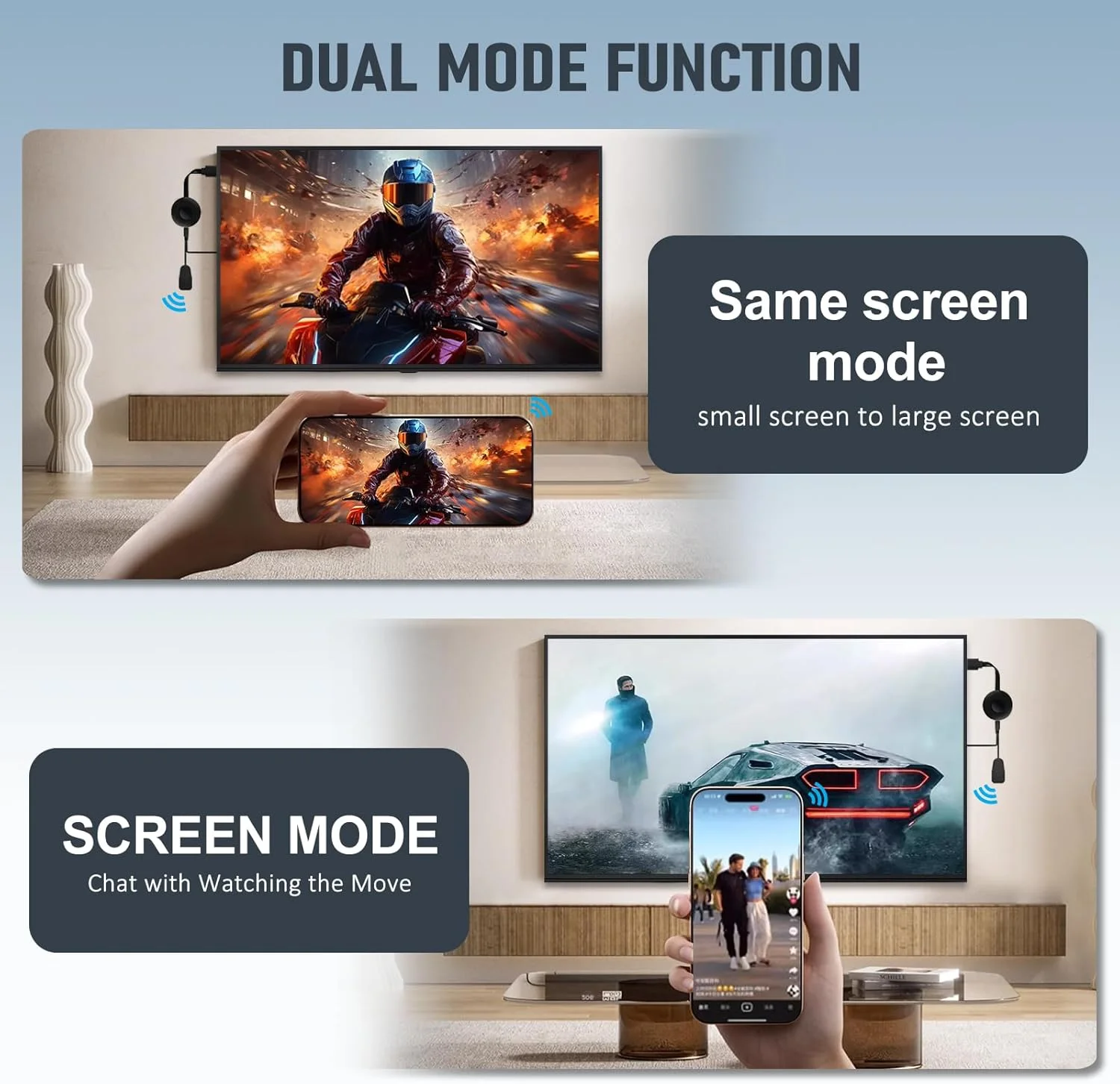 آداپتور دانگل HDMI بی سیم، نمایشگر وای فای استریمینگ 1080P برای دستگاه استریم تلویزیون با پشتیبانی از 4K Miracast DLNA و Airplay Miracast سازگار با اندروید/IOS/ویندوز/مک/پروژکتور