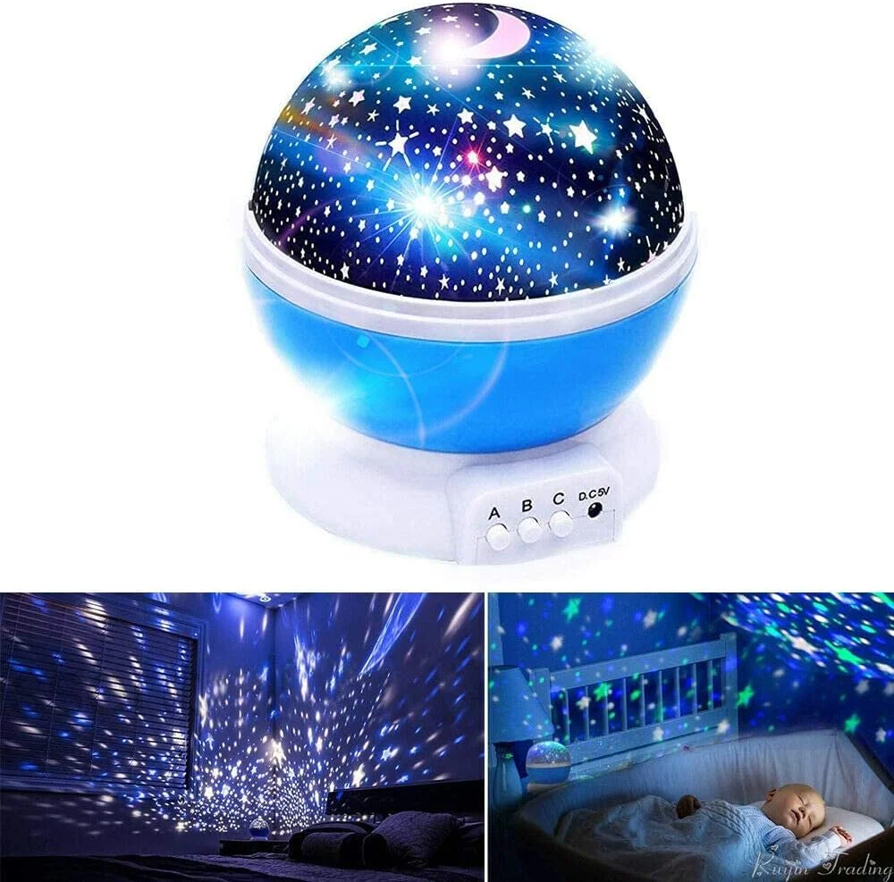 چراغ خواب پروژکتور ماه و ستاره 4 LED زنانه و بچگانه (صورتی) چراغ خواب پروژکتور ماه و ستاره 4 LED زنانه و بچگانه (صورتی)