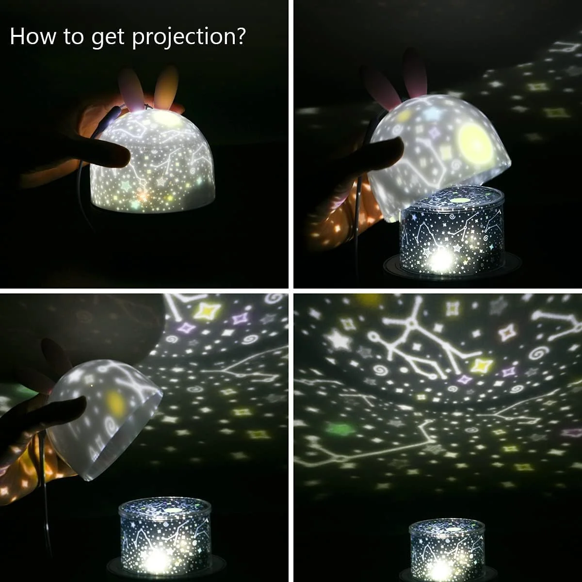چراغ پروژکتور آسمان پرستاره XBLDS برای کودکان، چراغ خواب موزیکال LED کمک خواب کودک، 6 فیلم پروژکتوری، چرخش 360 درجه، دارای 8 آهنگ داخلی شارژ USB هدیه برای دکوراسیون اتاق کودک (خرگوش) - سفید چراغ پروژکتور آسمان پرستاره XBLDS برای کودکان، چراغ خواب موزیکال LED کمک خواب کودک، 6 فیلم پروژکتوری، چرخش 360 درجه، دارای 8 آهنگ داخلی شارژ USB هدیه برای دکوراسیون اتاق کودک (خرگوش) - سفید