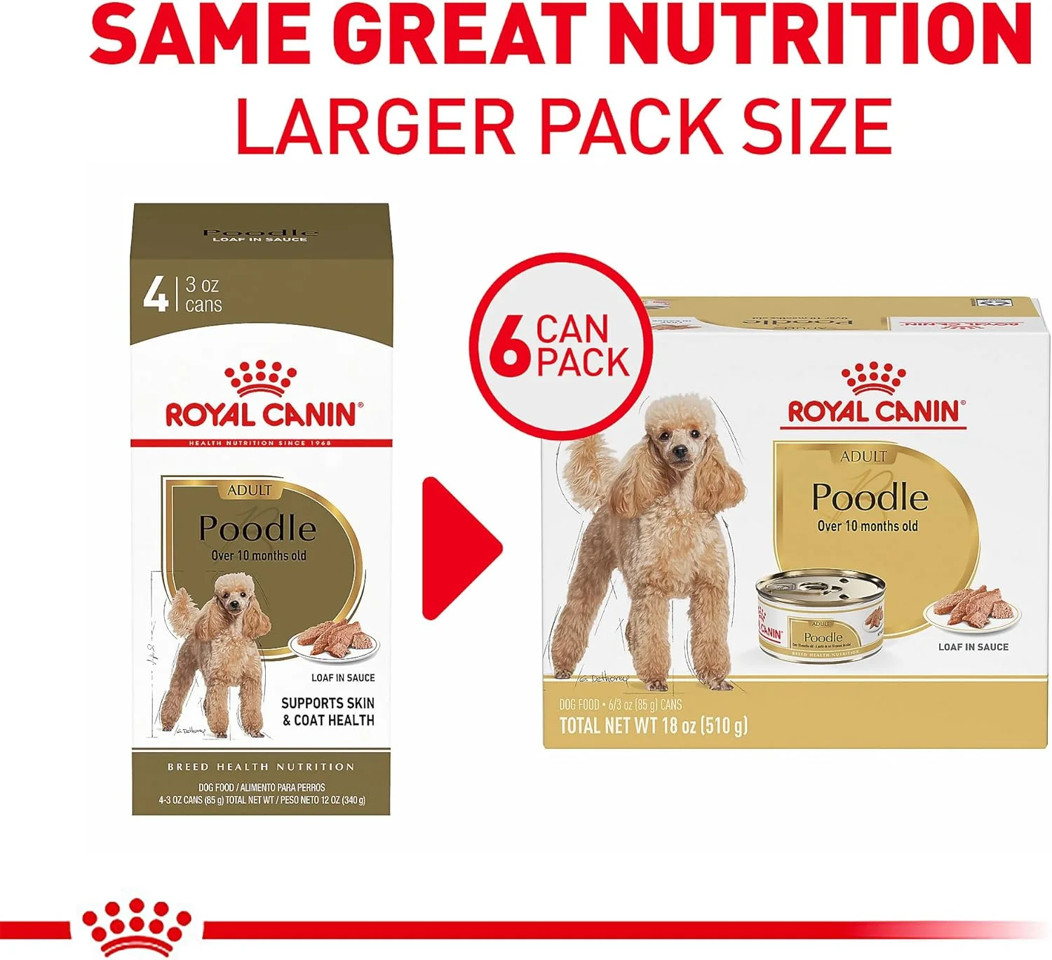 غذای مرطوب سگ بالغ نژاد پودل رویال کنین، قوطی 85 گرمی (بسته 6 عددی)