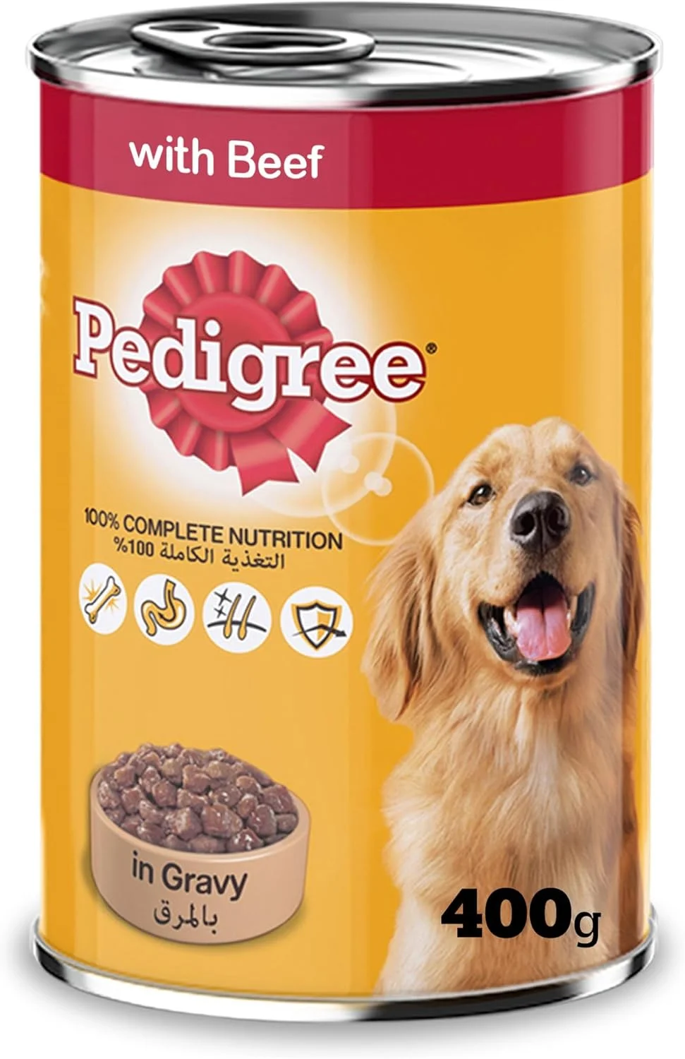 غذای سگ پدیگری، غذای مرطوب سگ با طعم گوشت گاو در آب گوشت، 400 گرم، غذای مرطوب کامل و متعادل سگ برای سگ های بالغ